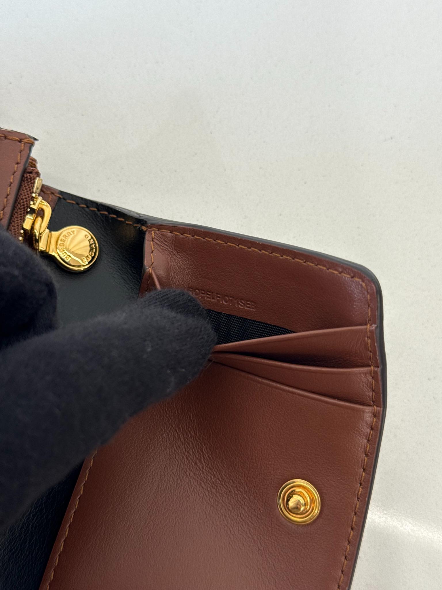 Burberry Brown/Black Monogram Coated Canvas TB Compact Wallet