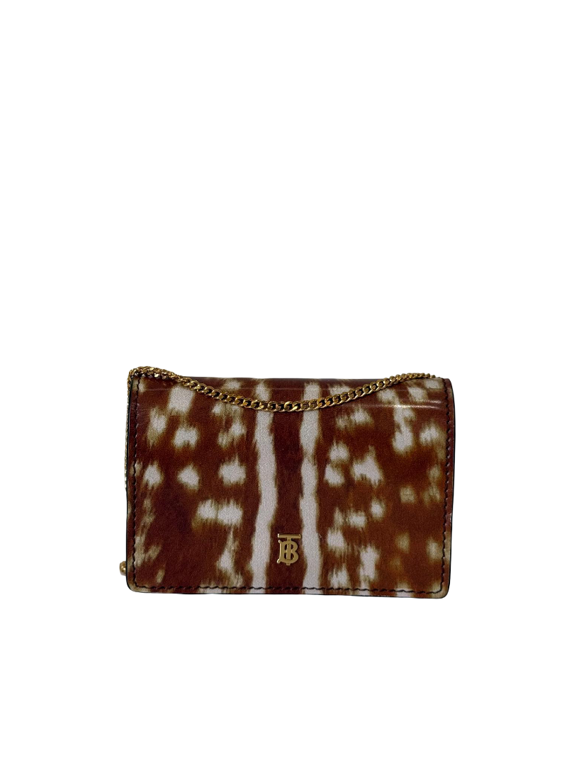 Burberry Patent Leather Deer Print Mini Wallet On Chain