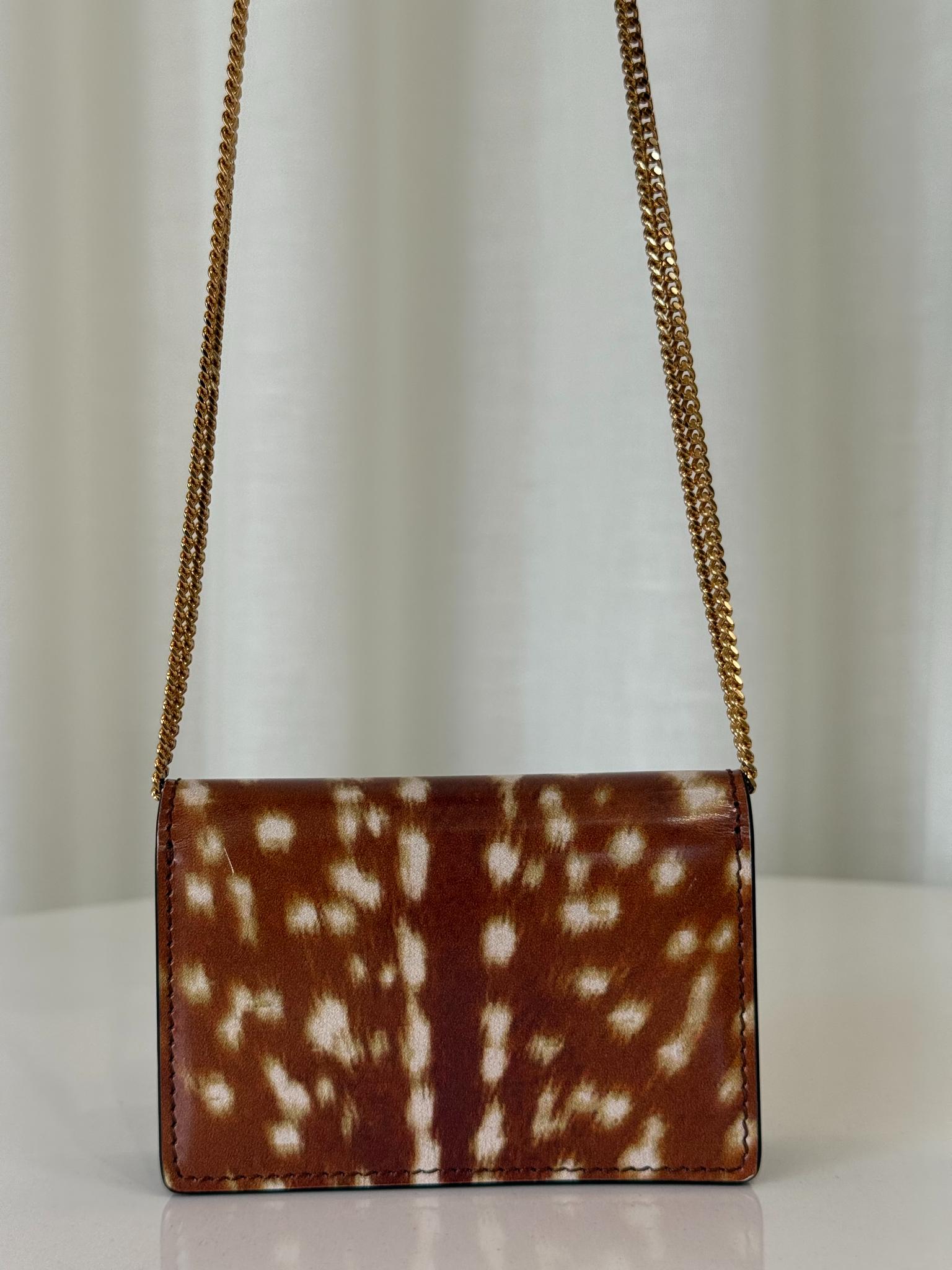 Burberry Patent Leather Deer Print Mini Wallet On Chain
