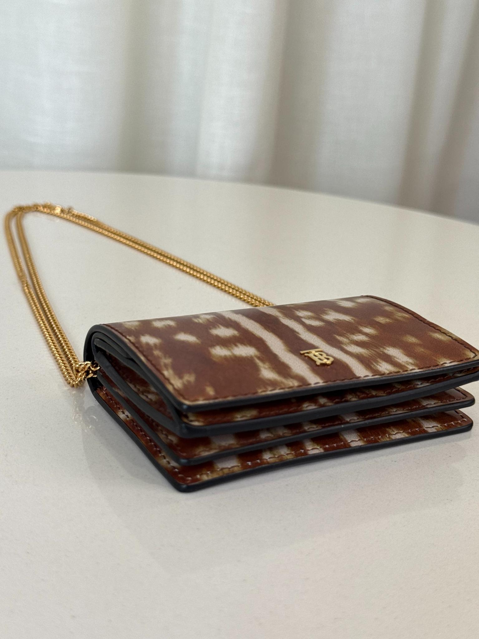 Burberry Patent Leather Deer Print Mini Wallet On Chain
