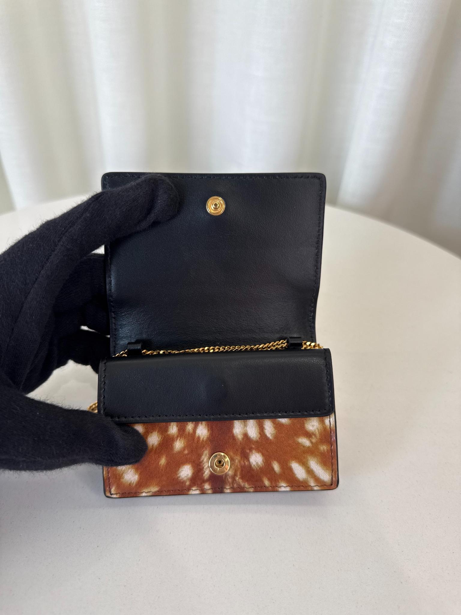 Burberry Patent Leather Deer Print Mini Wallet On Chain