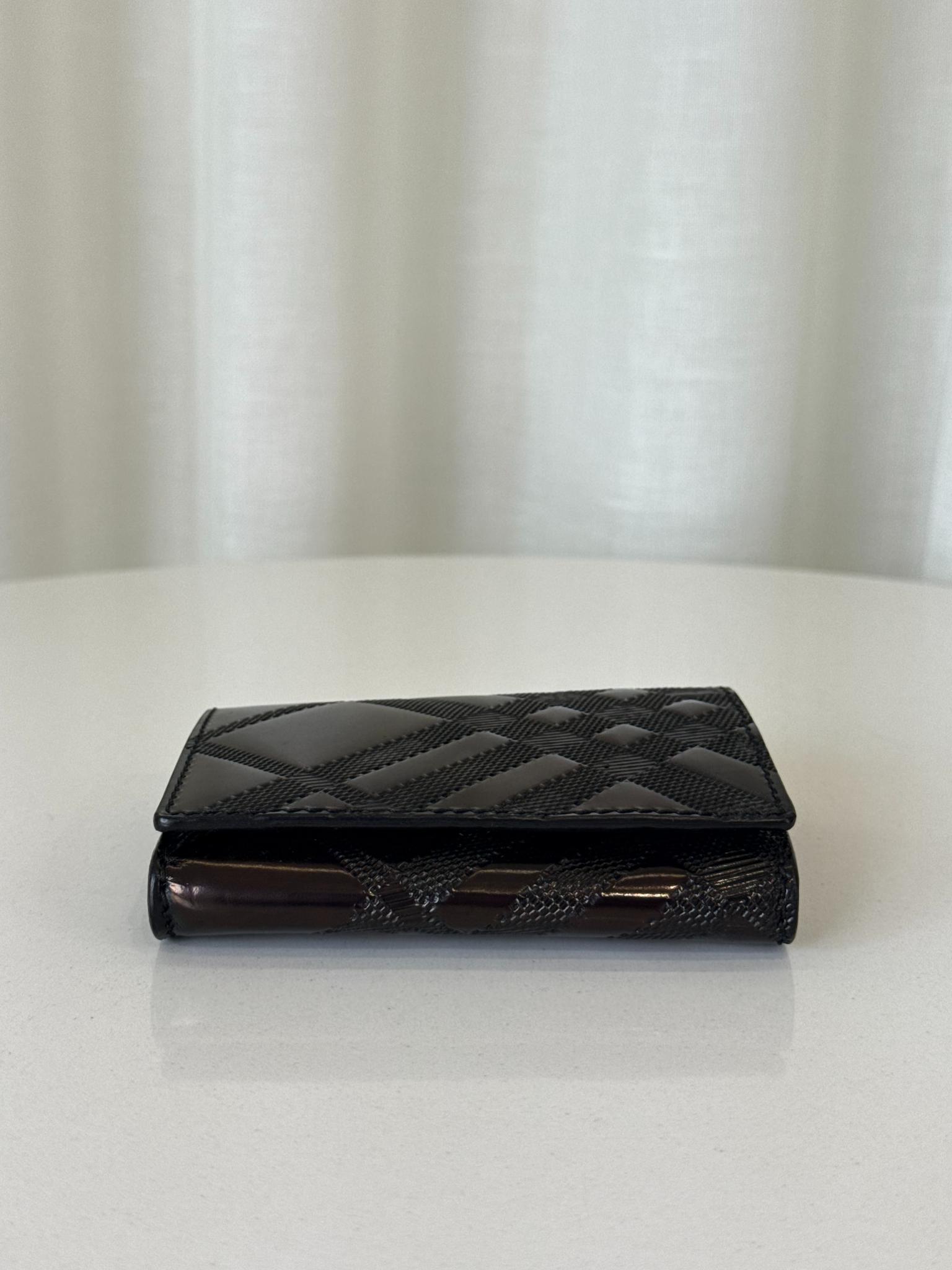 Burberry Black Embossed Check Bifold Cardholder