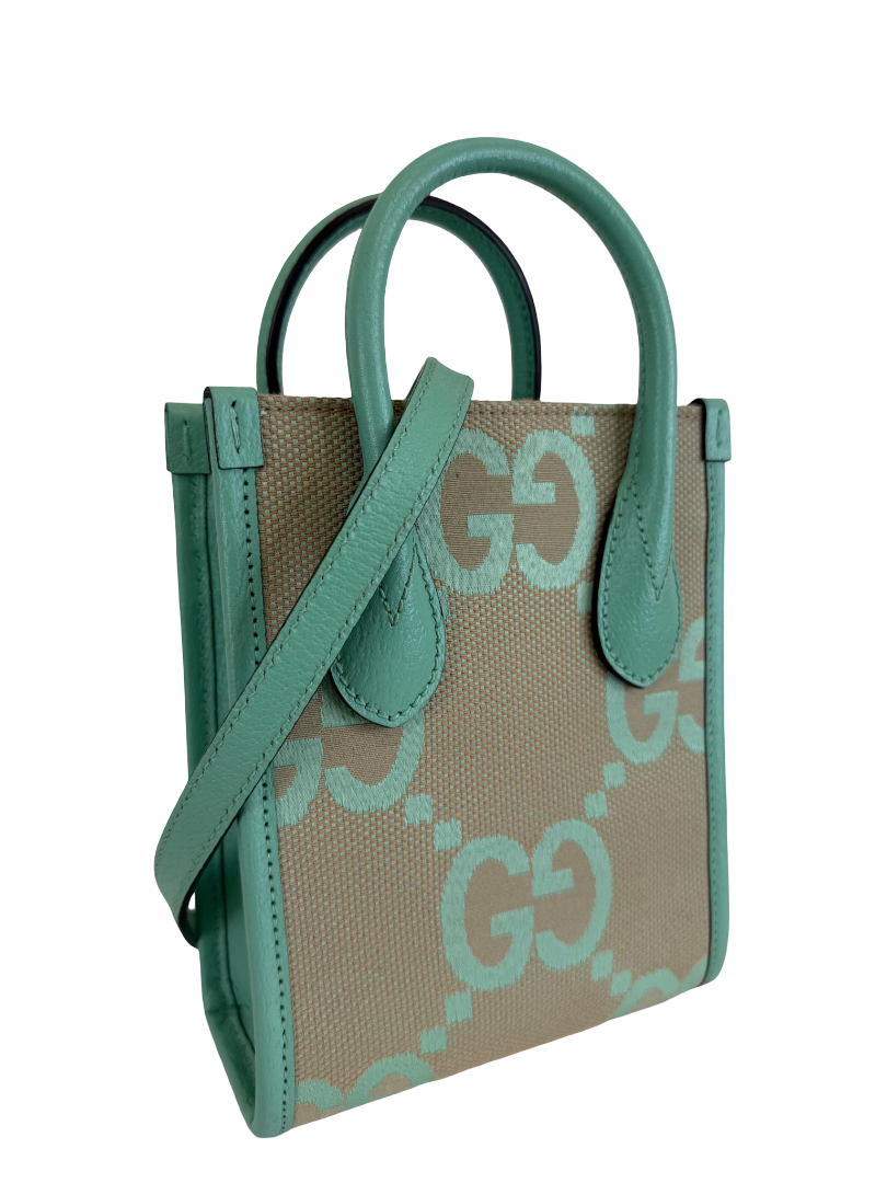 Gucci Beige/Mint Gucci Jumbo GG Mini Tote Bag