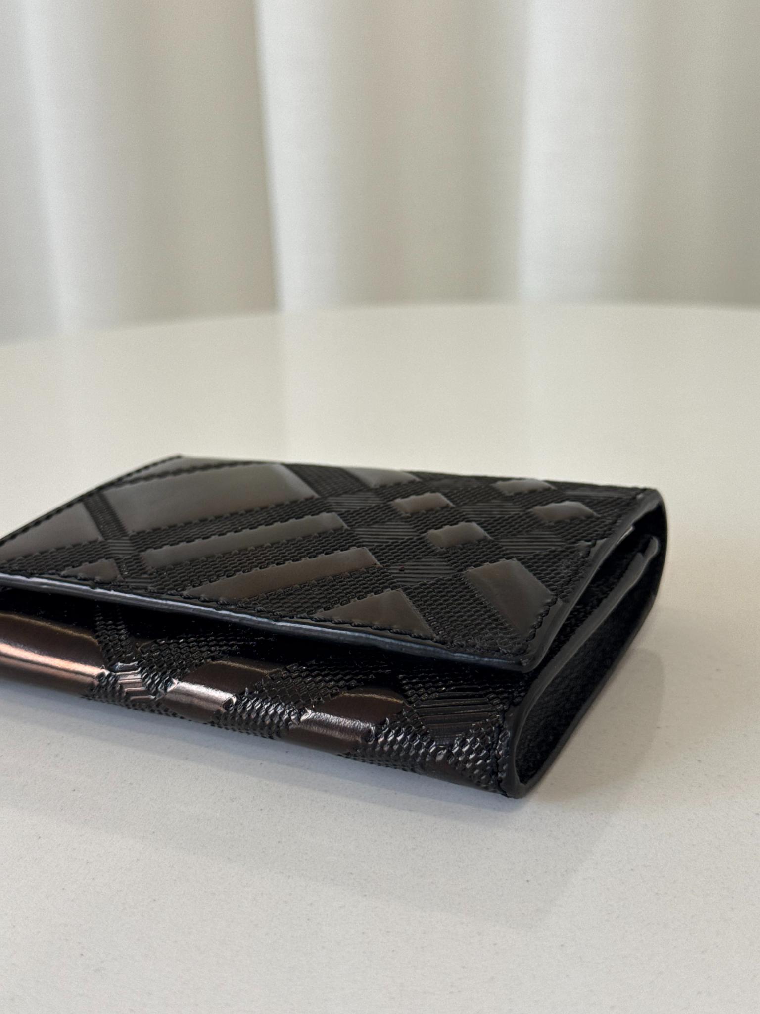 Burberry Black Embossed Check Bifold Cardholder