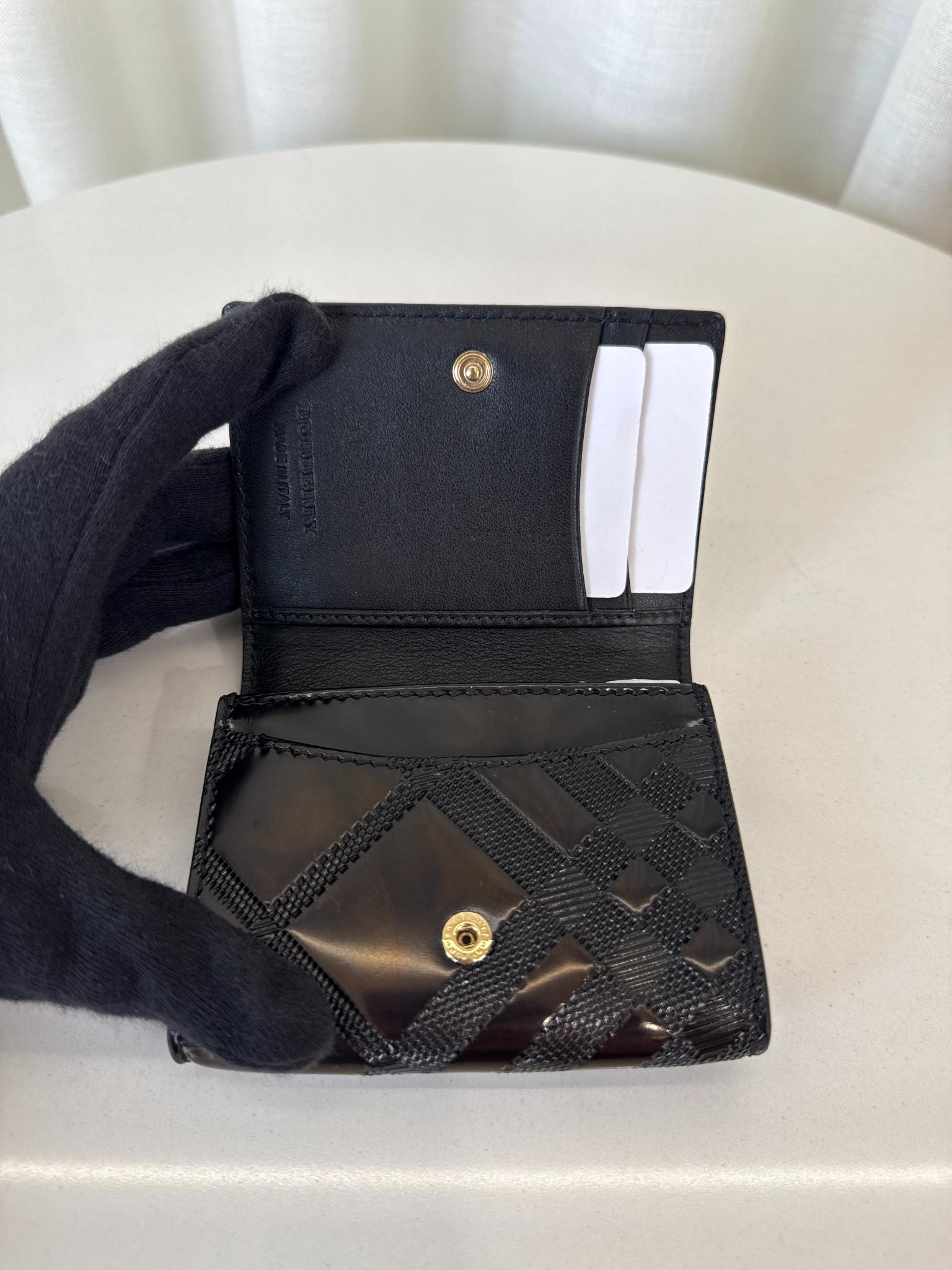 Burberry Black Embossed Check Bifold Cardholder