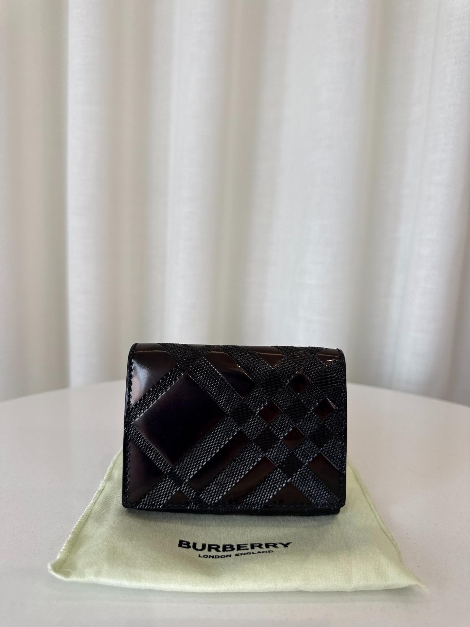 Burberry Black Embossed Check Bifold Cardholder