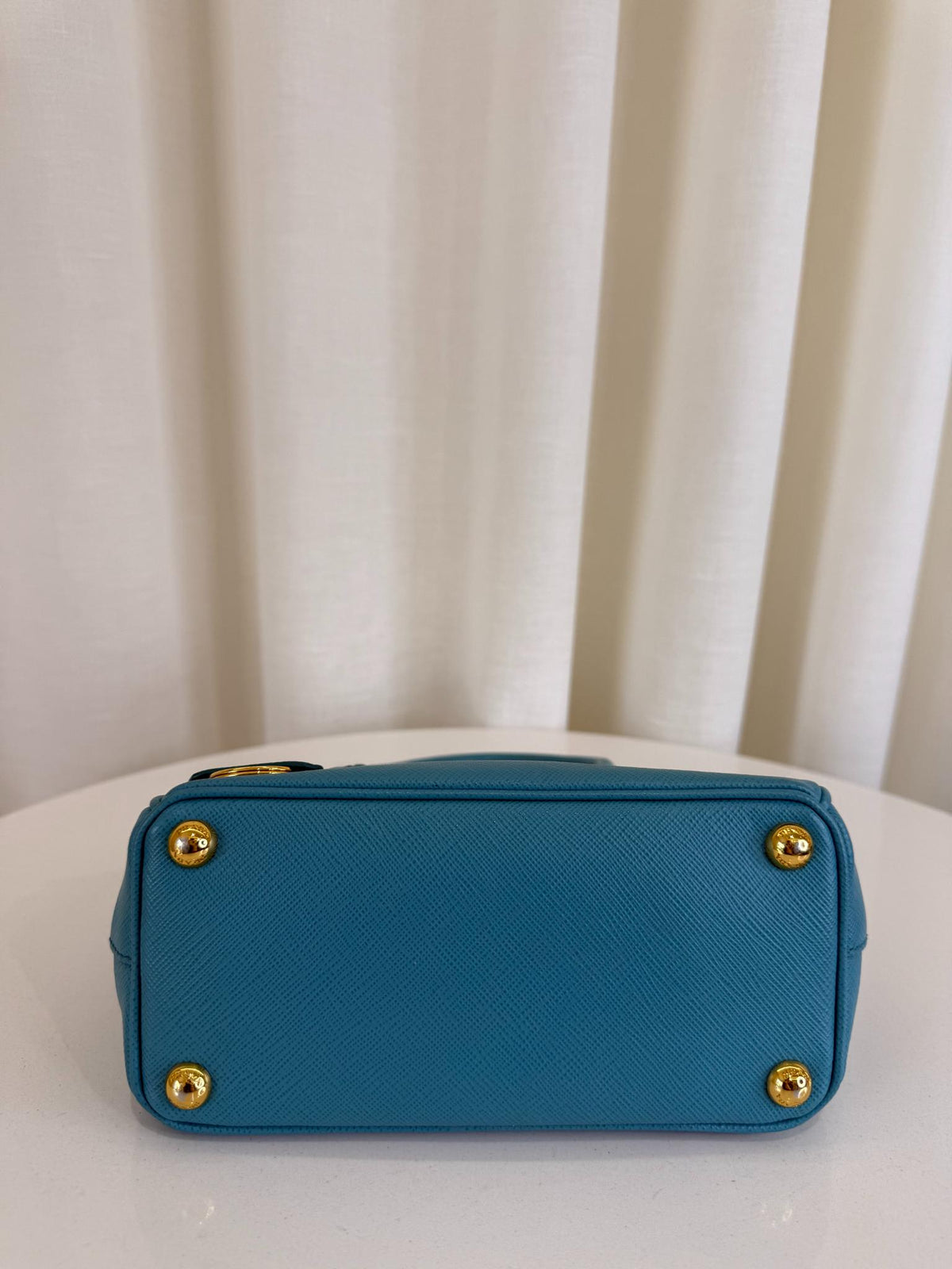 Prada Blue Saffiano Lux Leather Mini Tote