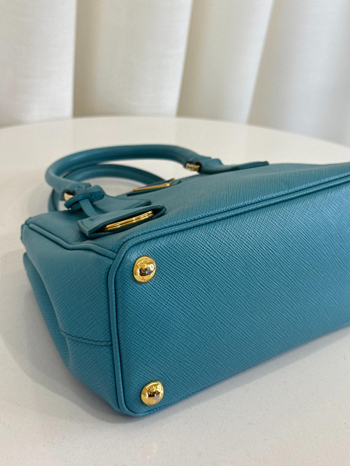 Prada Blue Saffiano Lux Leather Mini Tote