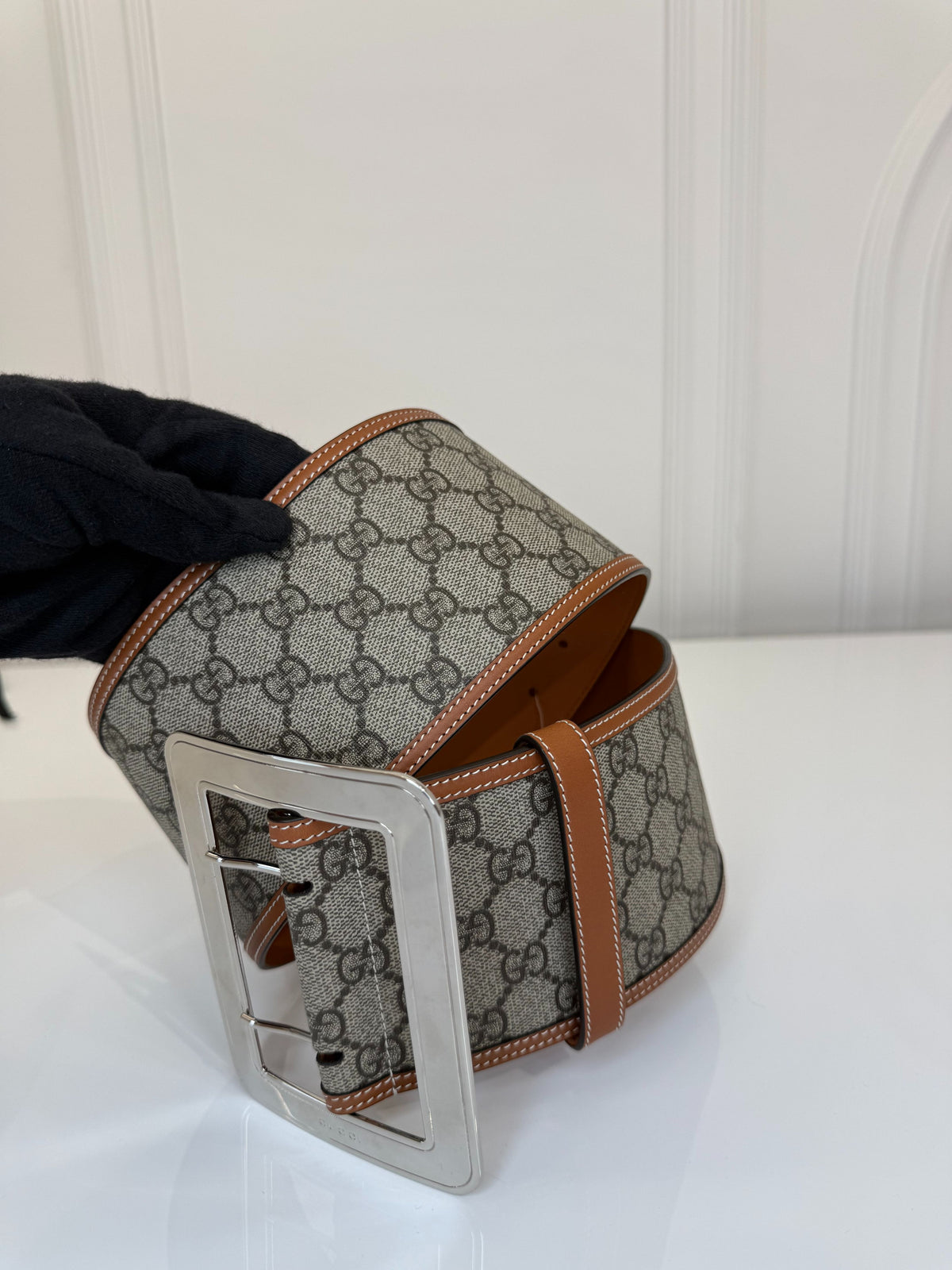 Gucci Beige/Ebony GG Supreme Lunar New Year Wide Belt