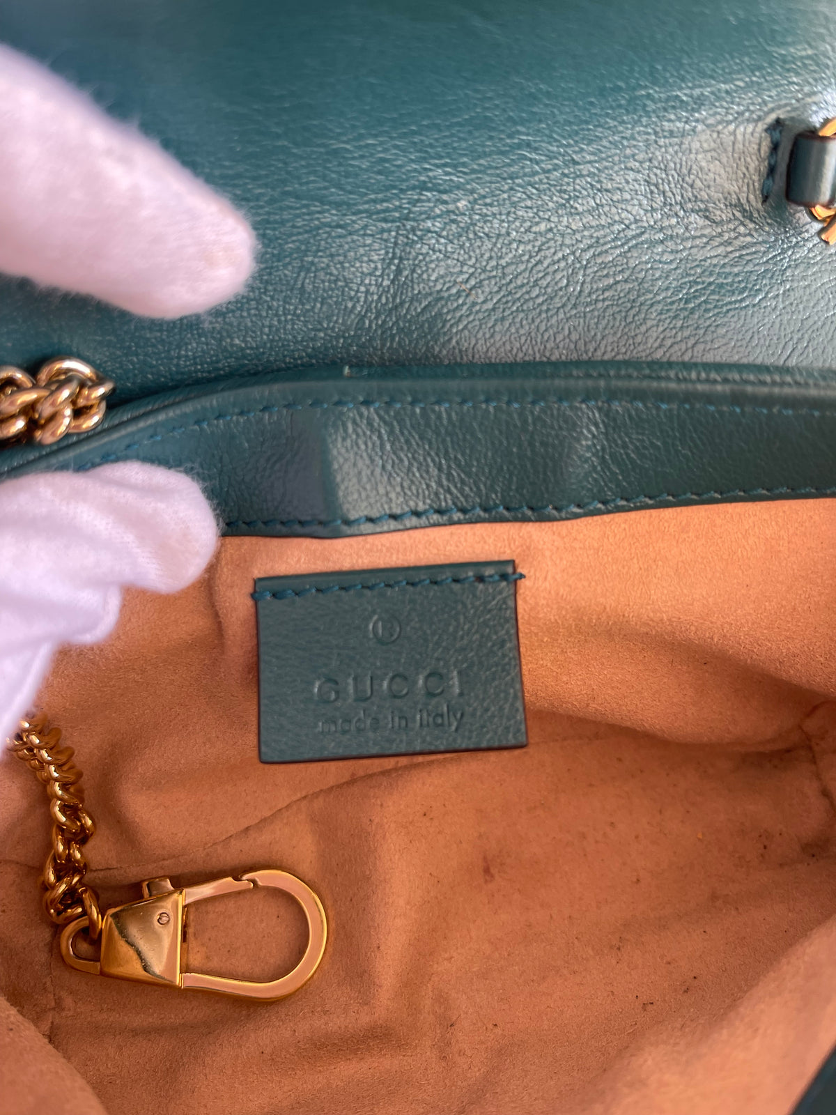 Gucci Super Mini Azalea Torchon GG Marmont Shoulder Bag Imperial Blue Pavone