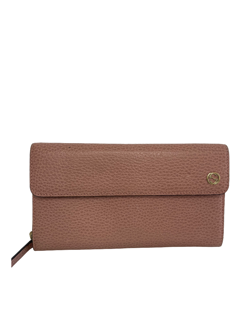 Gucci Interlocking G Pink Leather Long Wallet