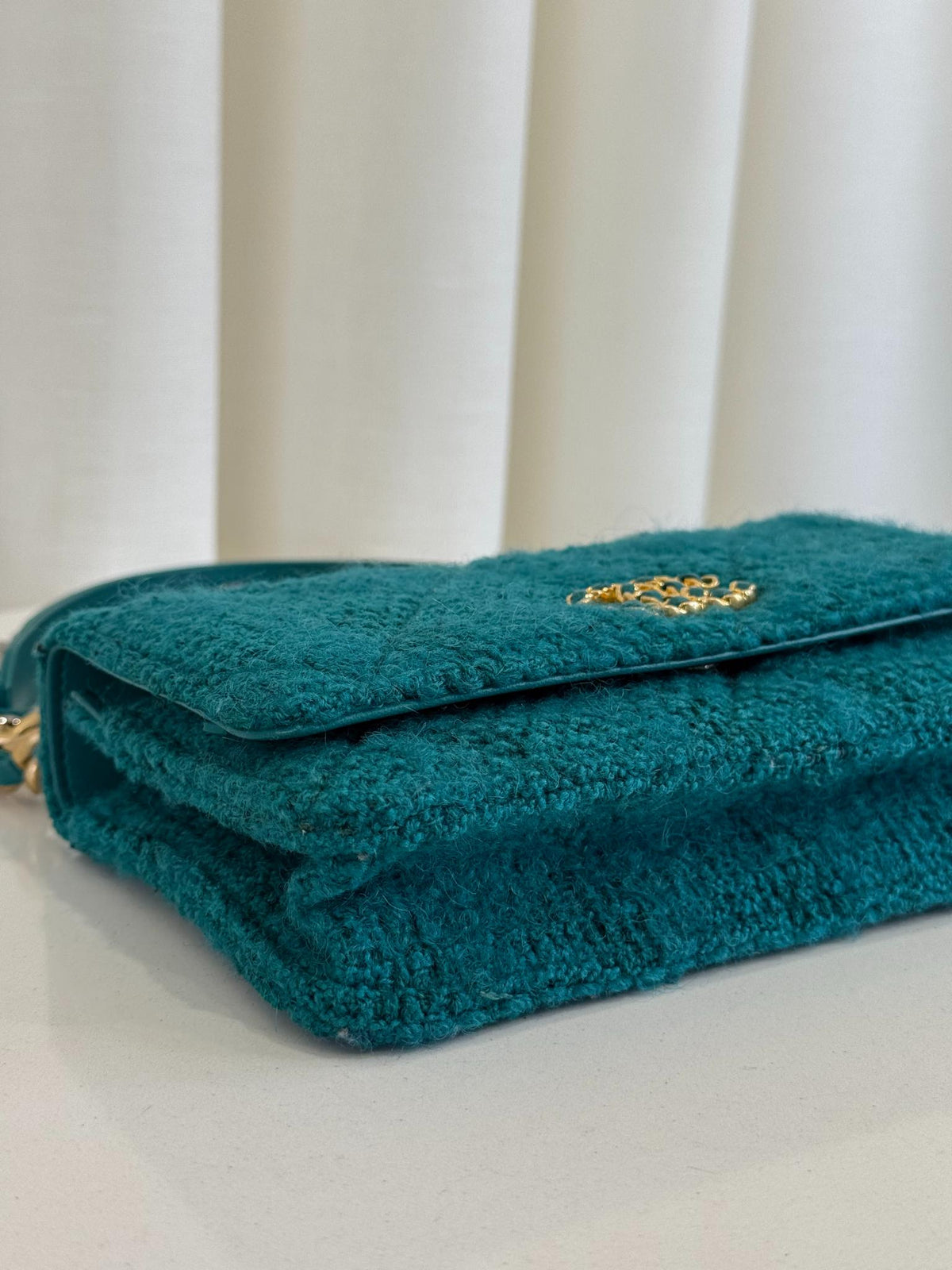 Chanel 19 Green Tweed Wallet On Chain