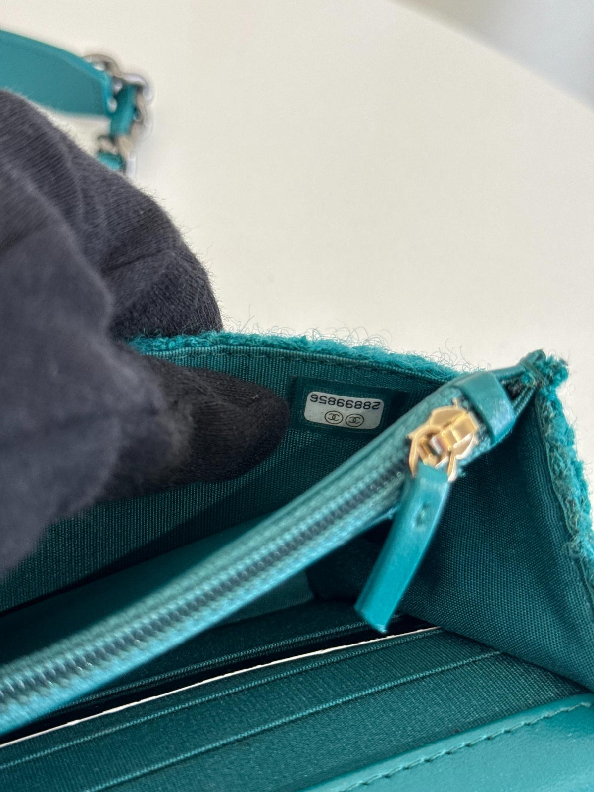 Chanel 19 Green Tweed Wallet On Chain