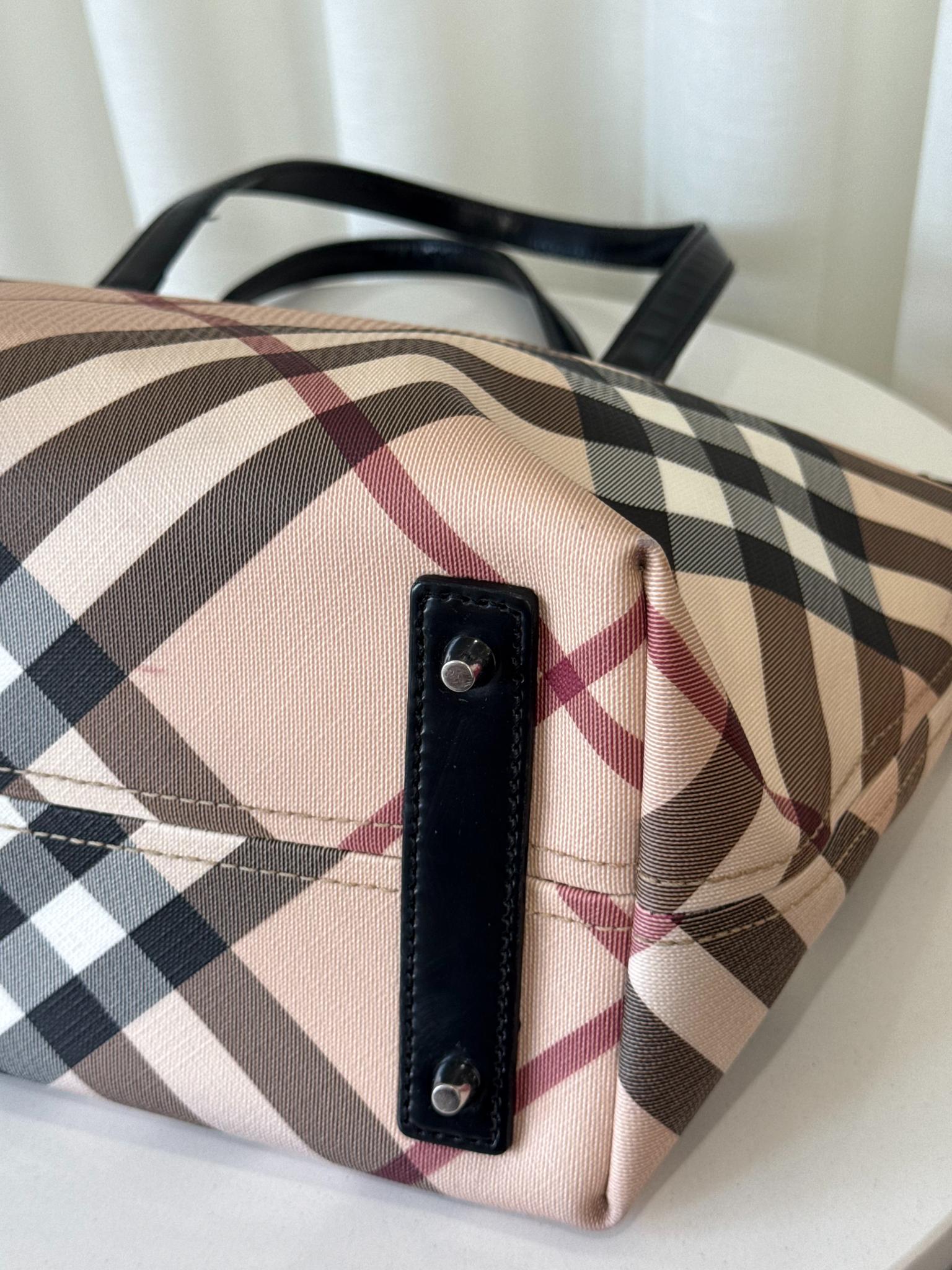 Burberry Beige/Black Patent Leather Burberry Nickie Tote With Pouch (2)