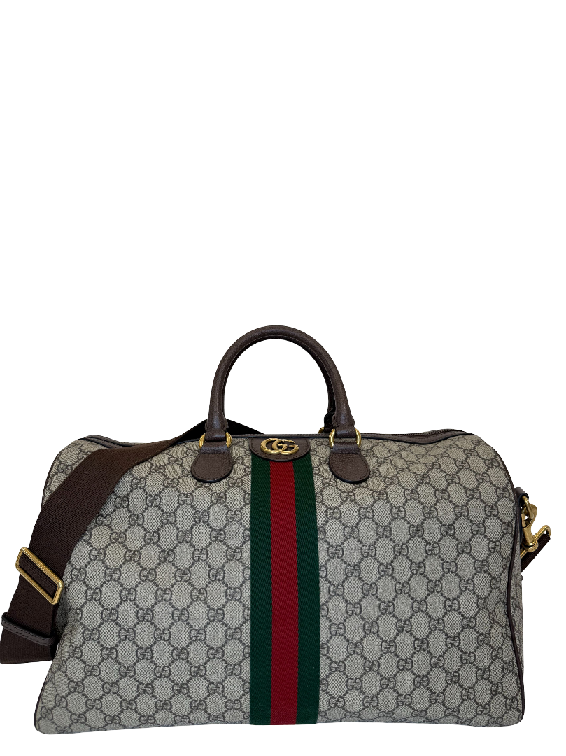 Gucci Beige/Brown GG Supreme Canvas Savoy Medium Duffle Bag
