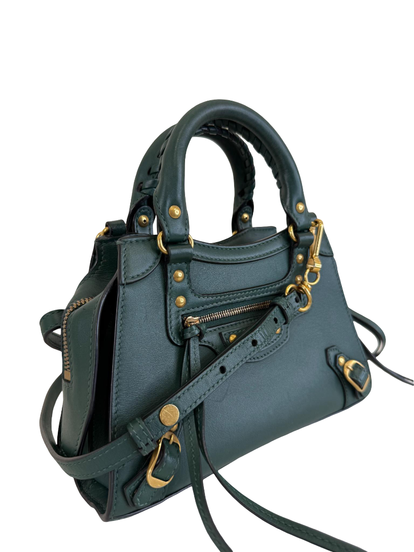 Balenciaga Neo Classic City Mini Green Leather Satchel Bag