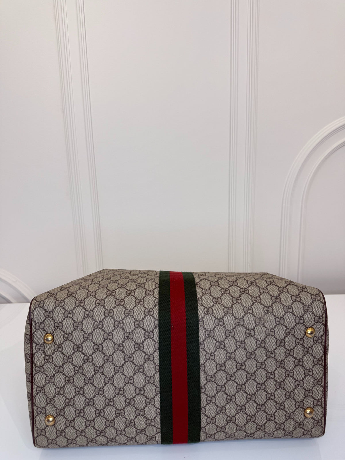Gucci Beige/Brown GG Supreme Canvas Savoy Medium Duffle Bag