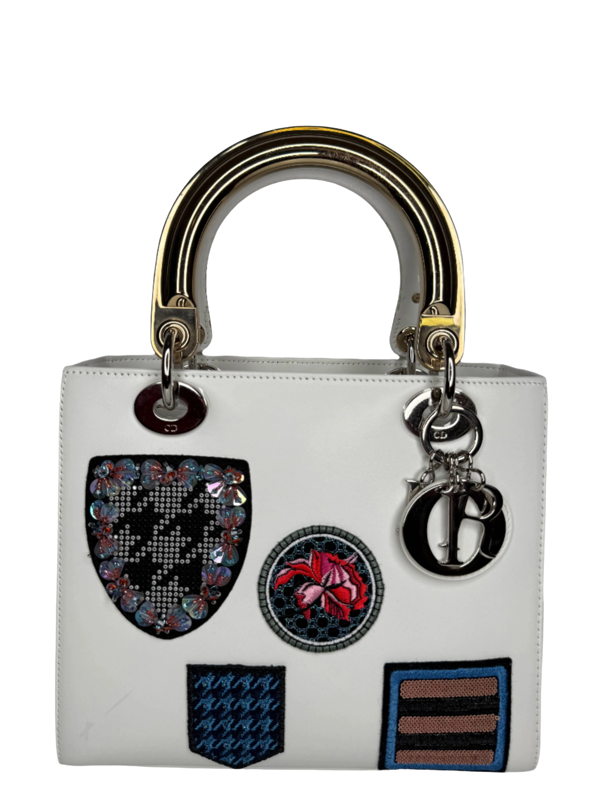 Christian Dior Limited Edition Medium Lady Dior White Patch Embellished