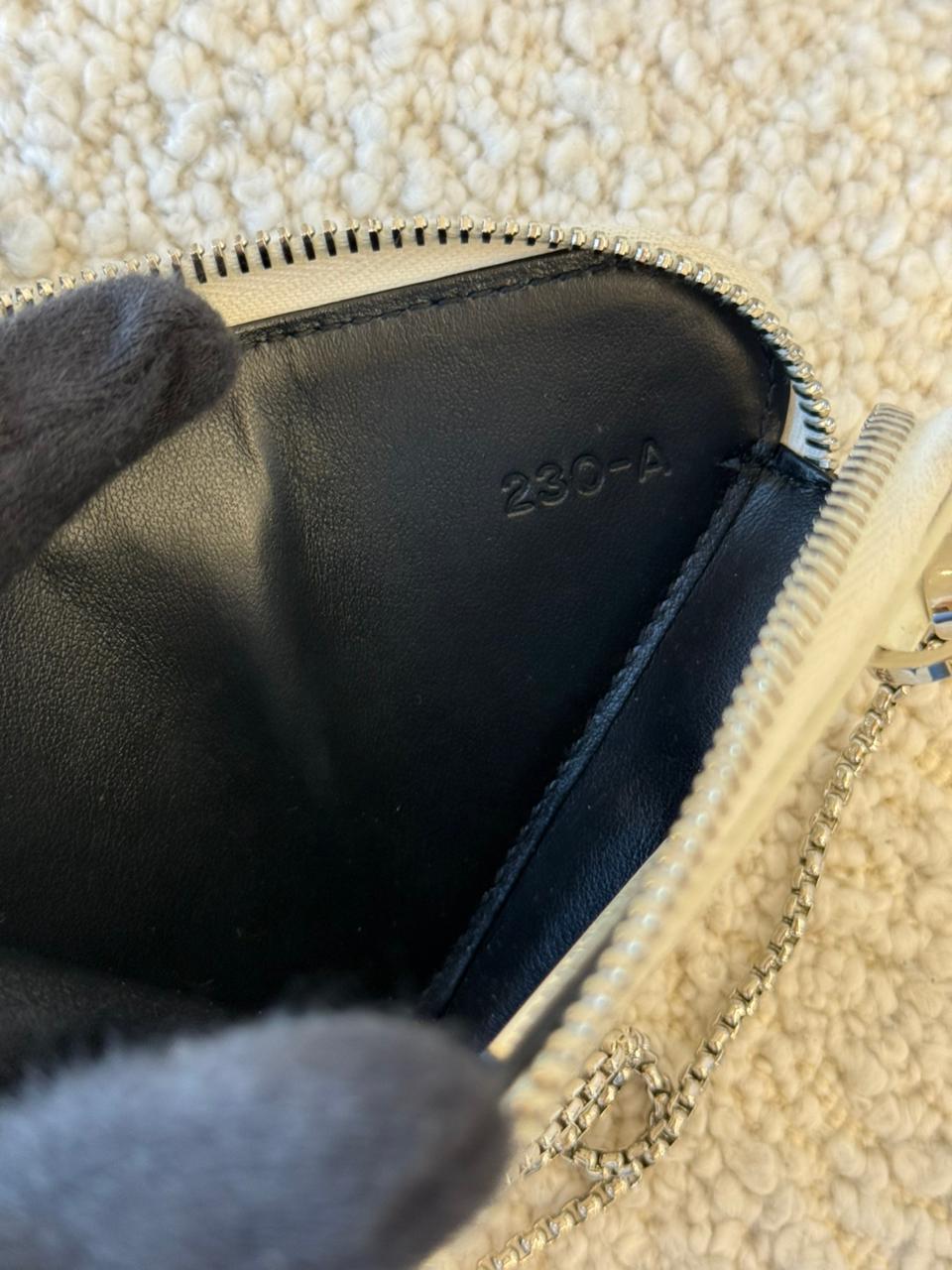 Prada White Brushed Leather Triangle Mini Chain Shoulder Bag