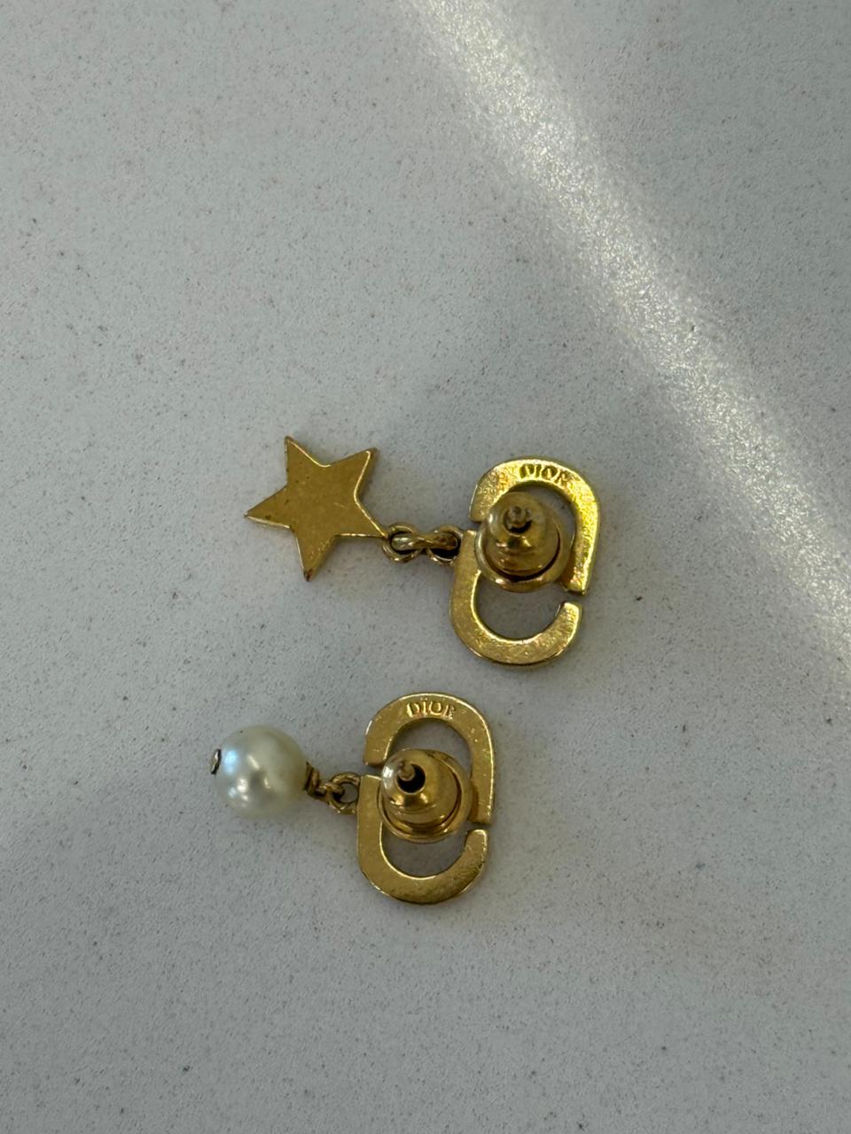 Christian Dior Star/Pearl Lucky Charms Petit CD Earrings