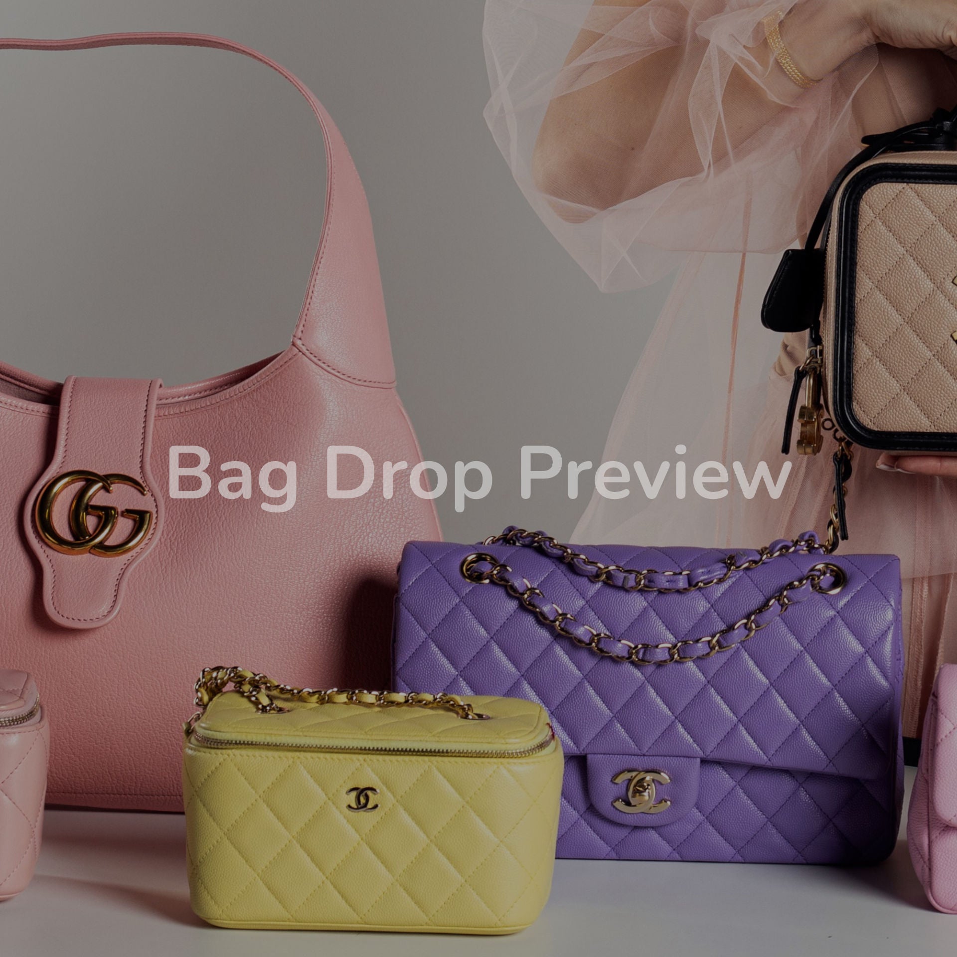 Preview of upcoming pre-loved luxury designer bags in the Vilma's Vault bag drop