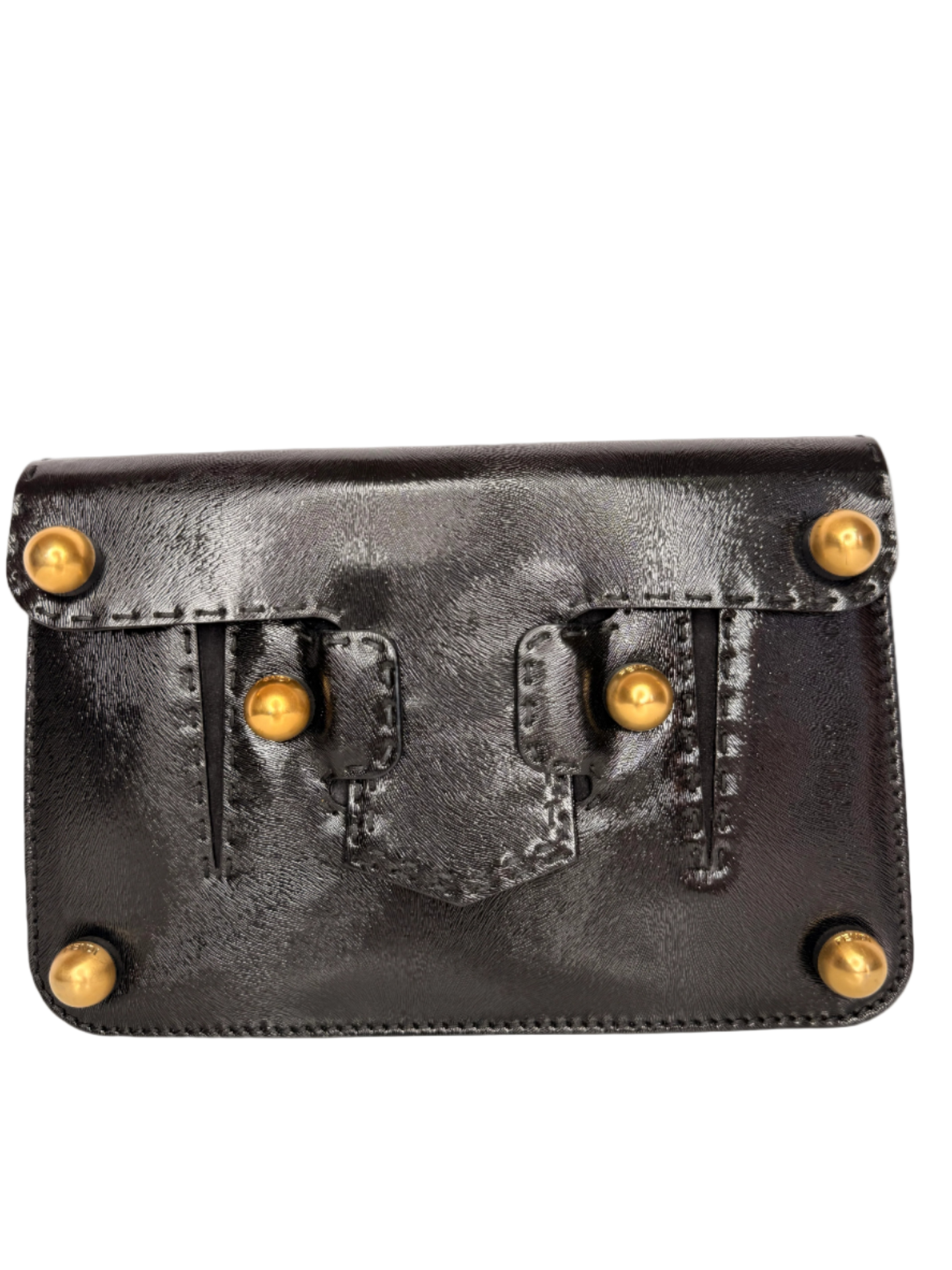 Fendi Glazed Calfskin Secret Code Crossbody Black