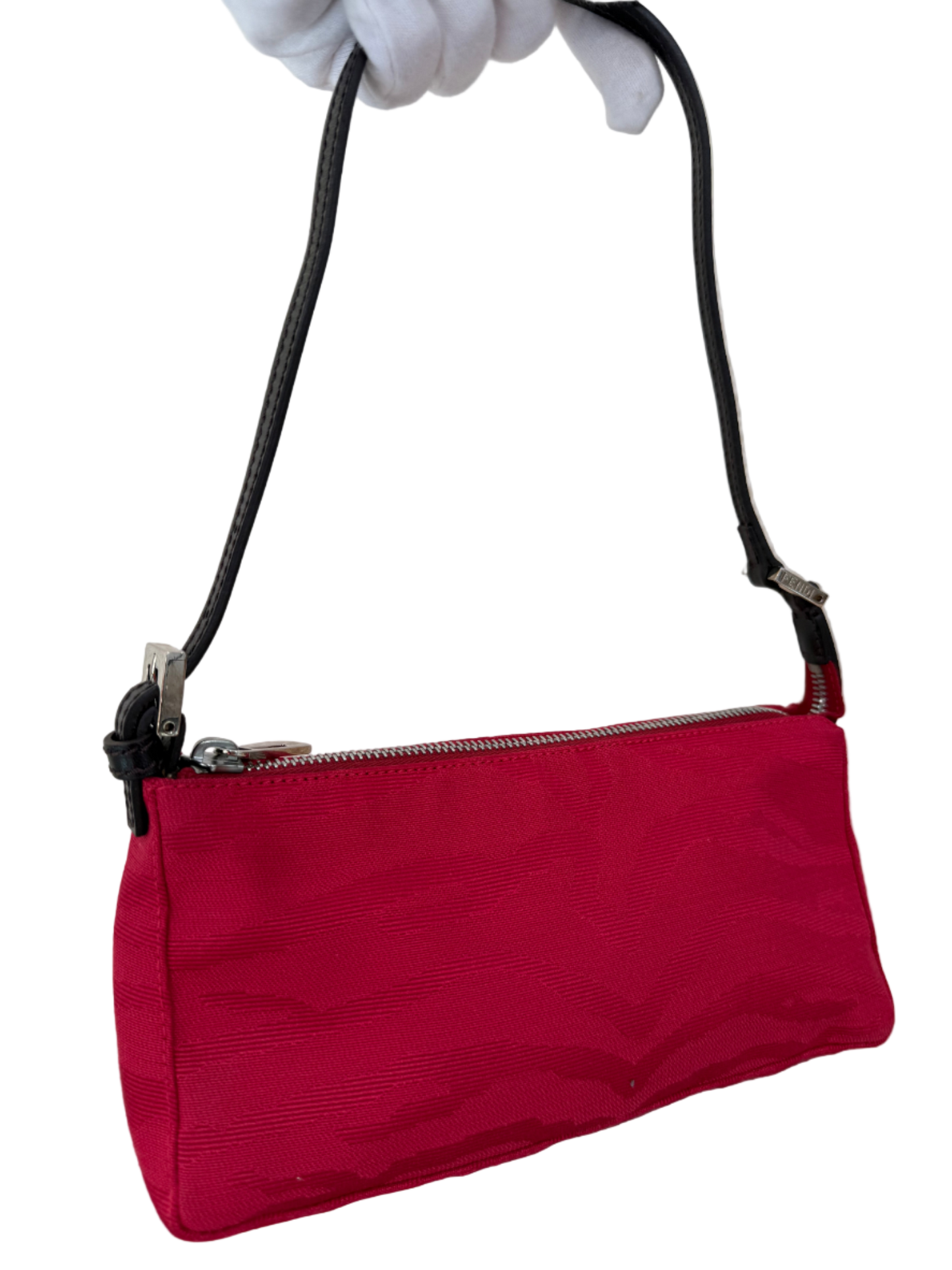 Fendi Red Printed Canvas Pochette