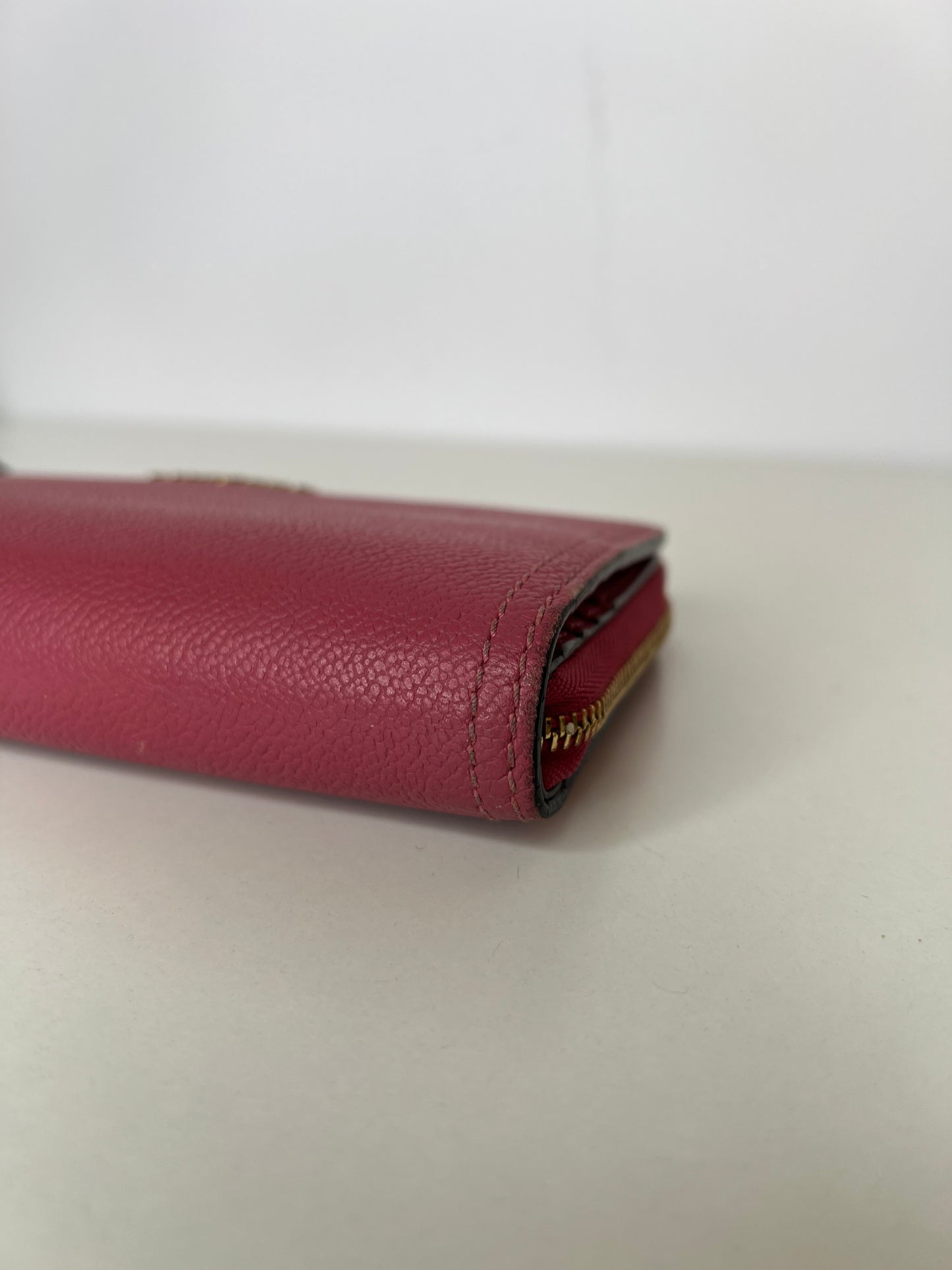 Burberry Magenta Calfskin Leather Continental Wallet