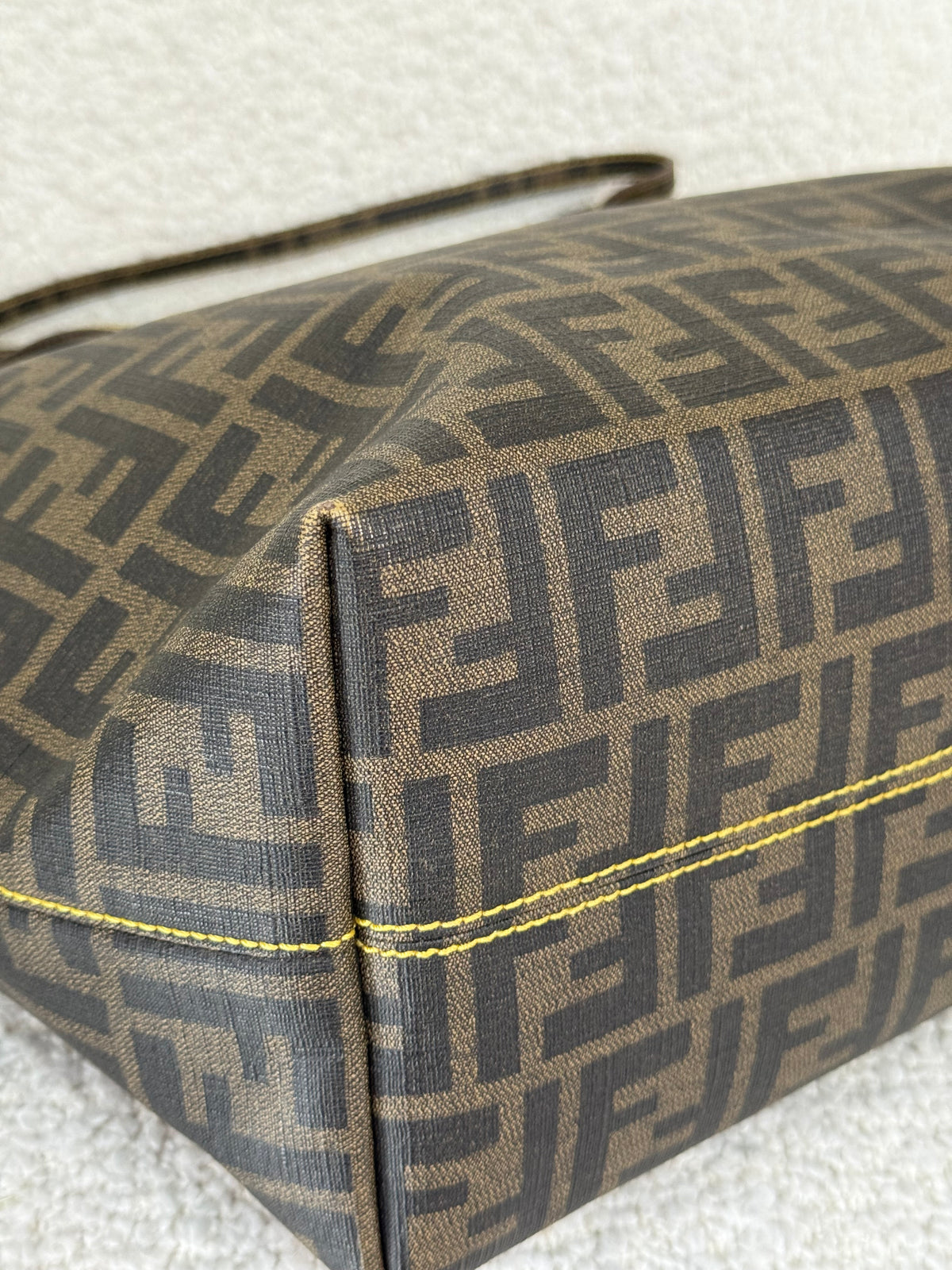 Fendi Tobacco Zucca Print Coated Canvas Roll Tote Bag