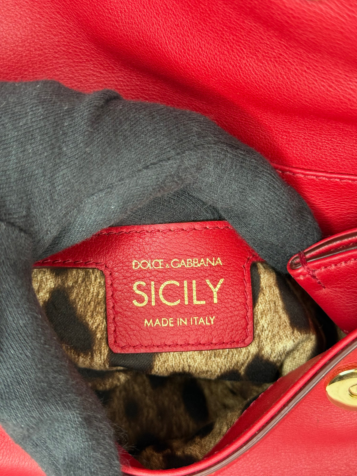 Dolce Gabbana Red Soft Leather Medium Sicily Bag