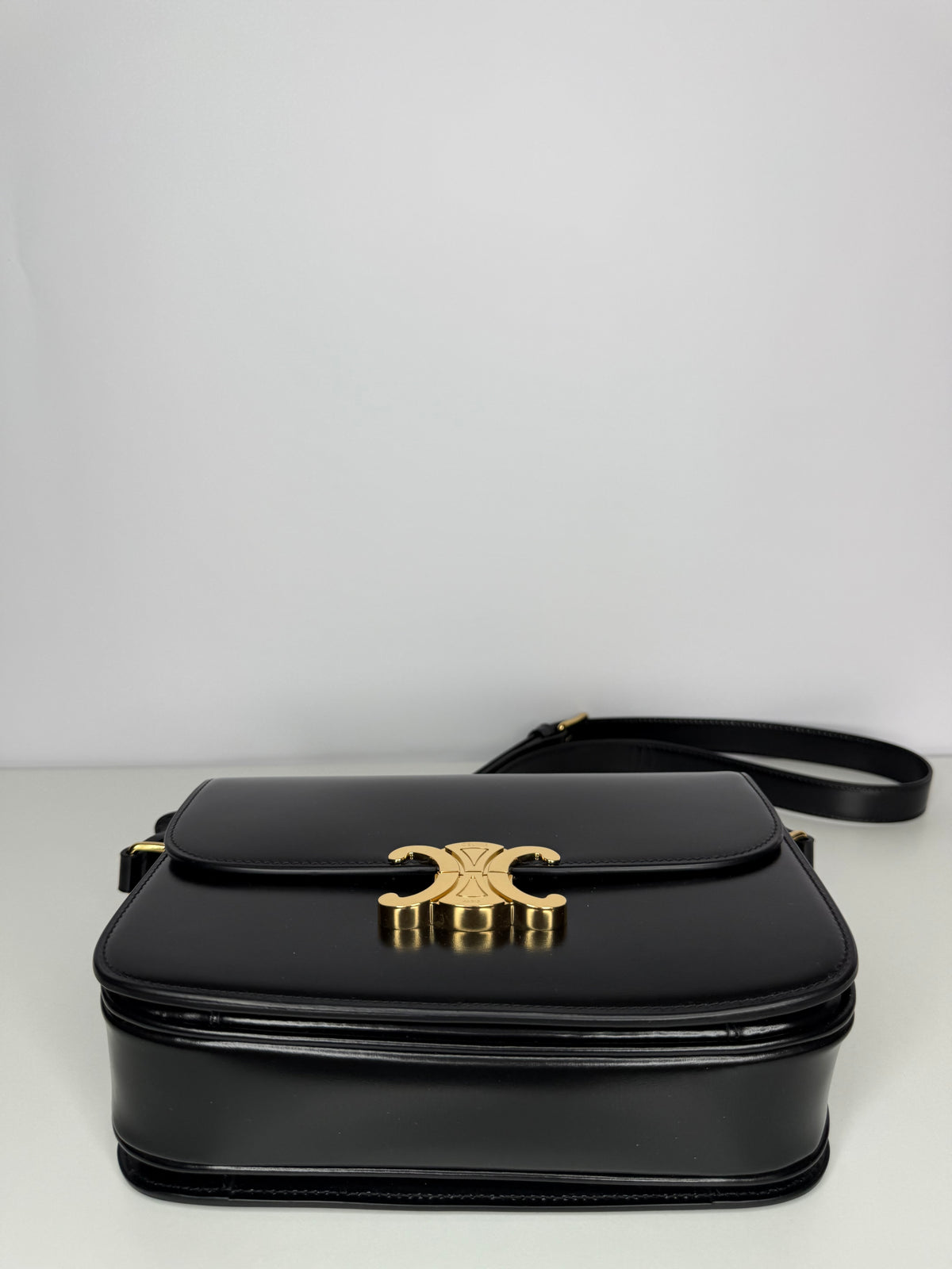 Celine Classique Triomphe Bag in Black Shiny Calfskin