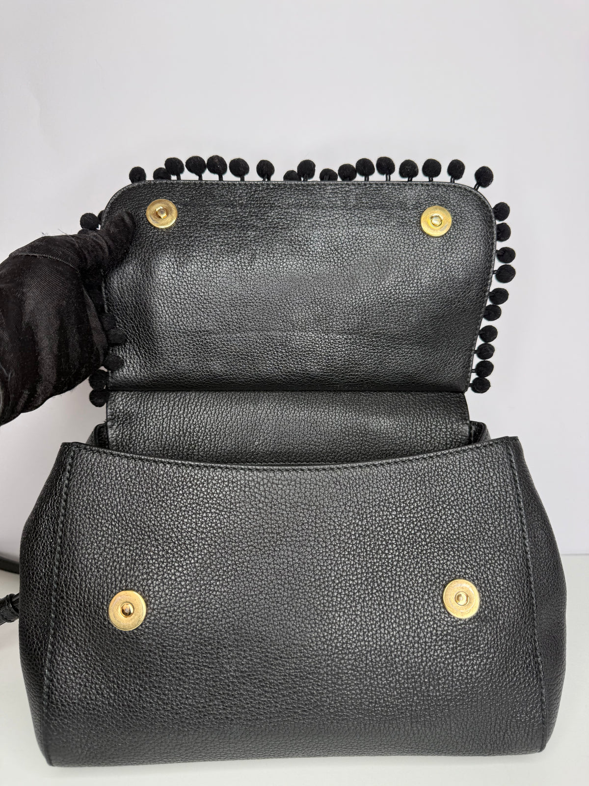 Dolce Gabbana Limited Edition  Embellished Medium Sicily Black Leather