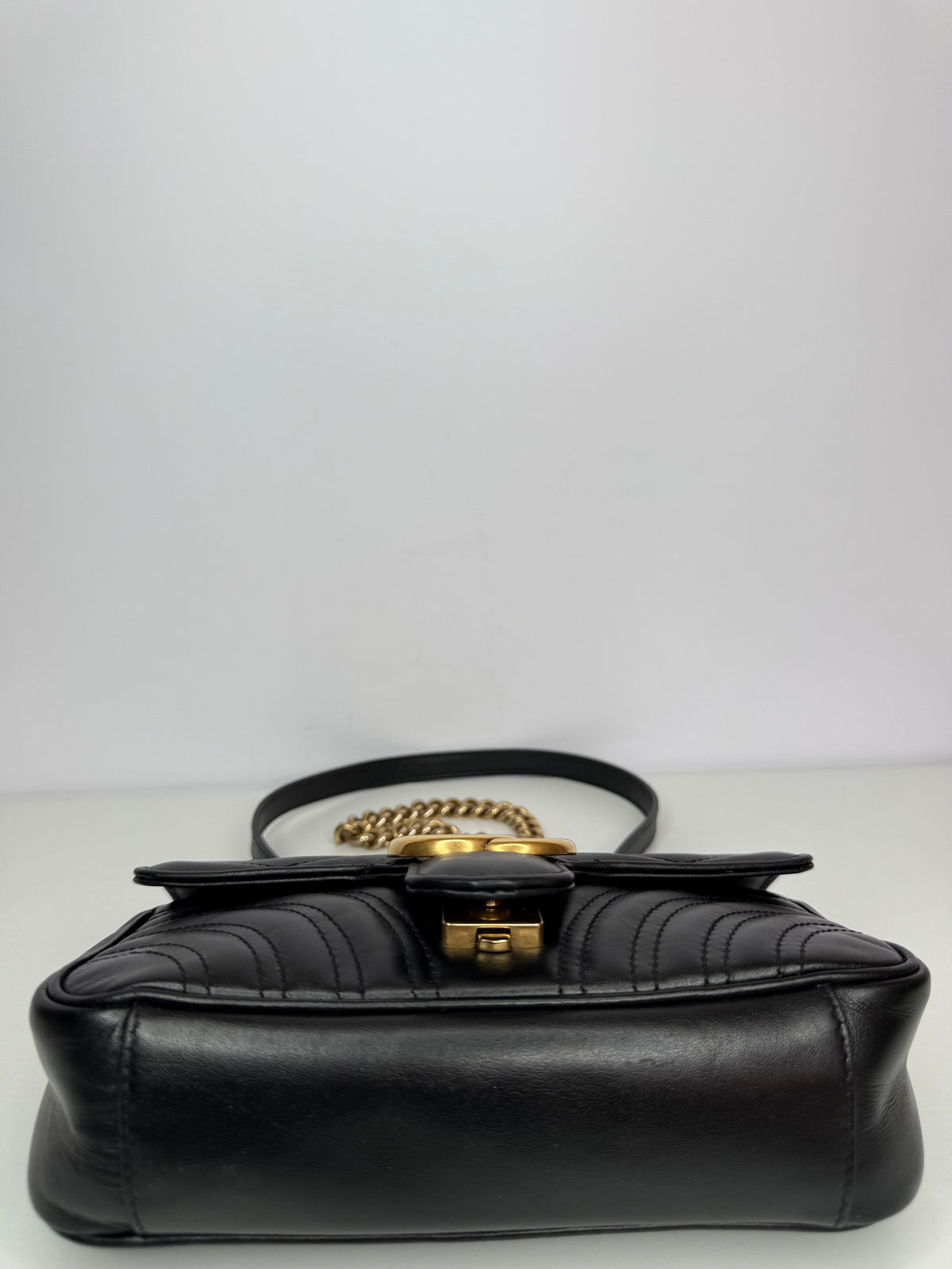 Gucci GG Marmont Small Matelassé Black Leather Shoulder Bag