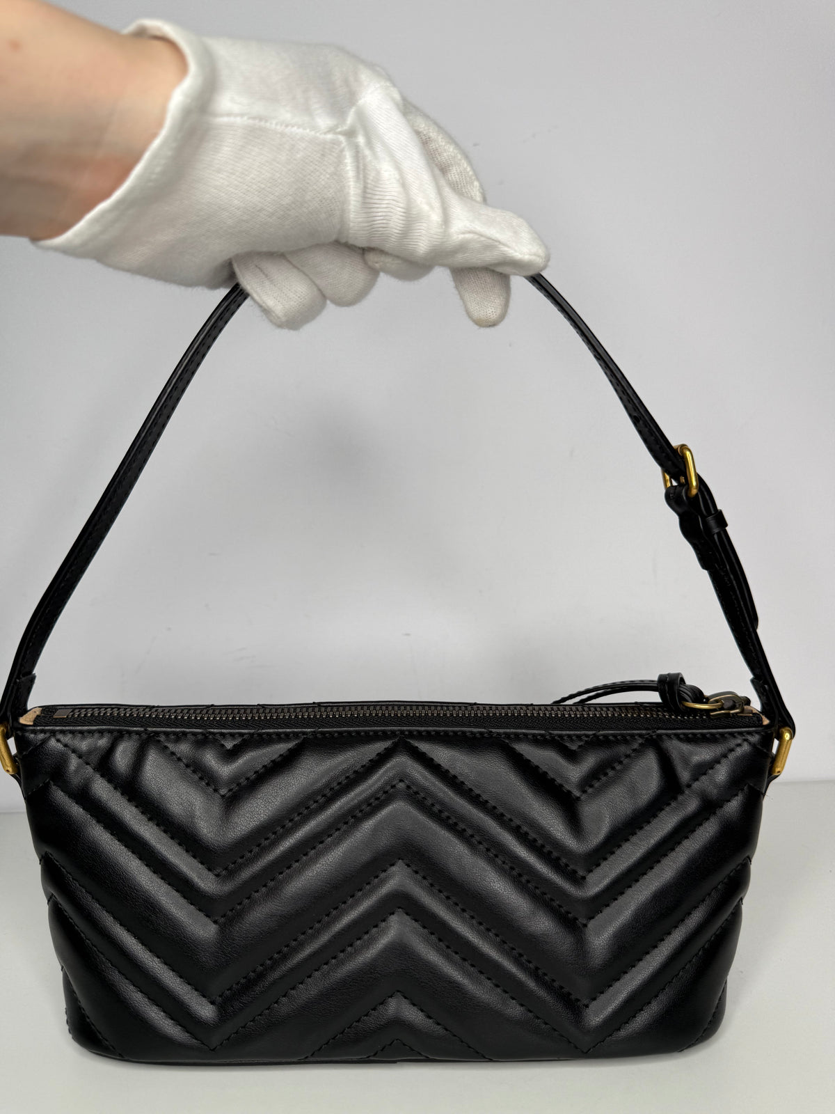 Gucci GG Marmont Black Matelassé Leather Pochette