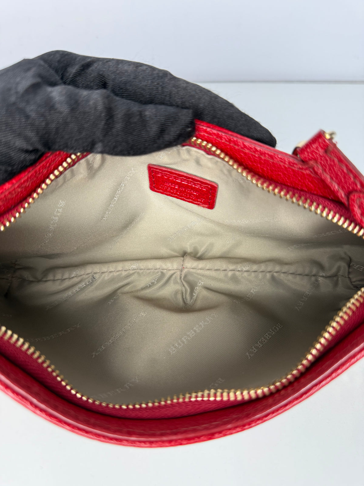 Burberry Red/Beige Haymarket Check Coated Canvas Clara Pochette