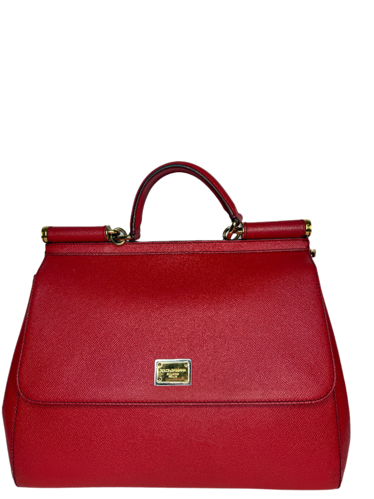 Dolce Gabbana Large Miss Sicily Red Leather Top Handle Bag
