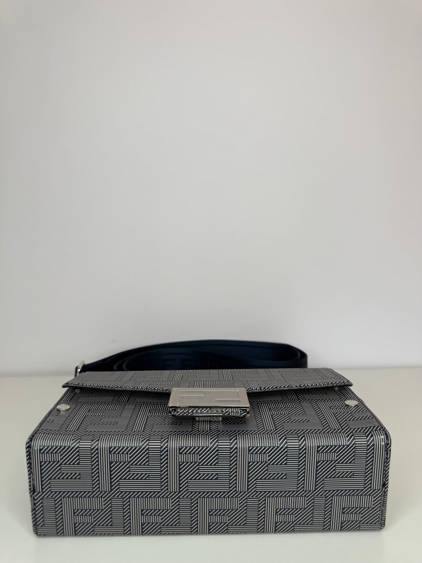 Fendi Baguette Soft Trunk Messenger Bag Blue