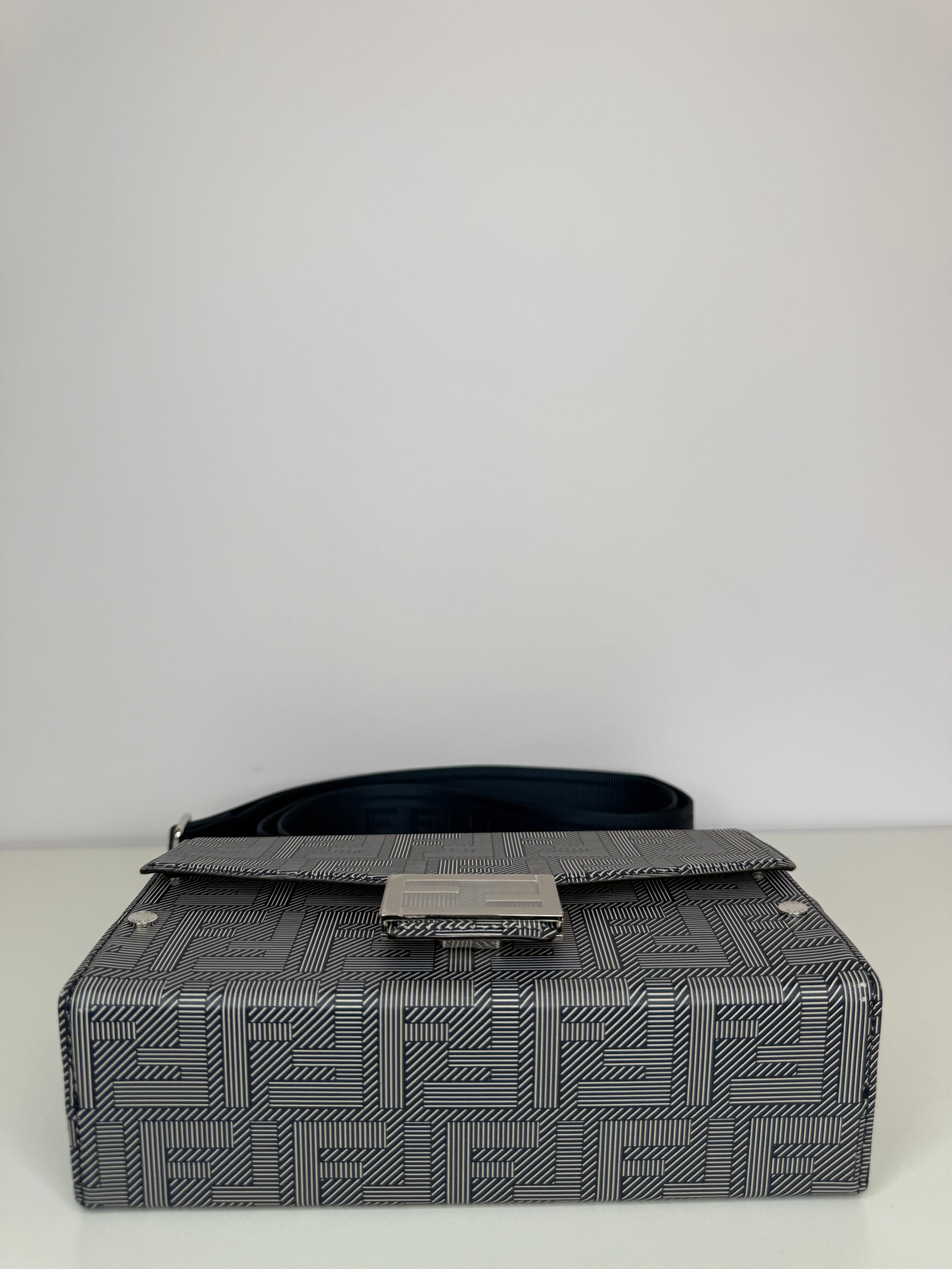 Fendi Baguette Soft Trunk Messenger Bag Blue