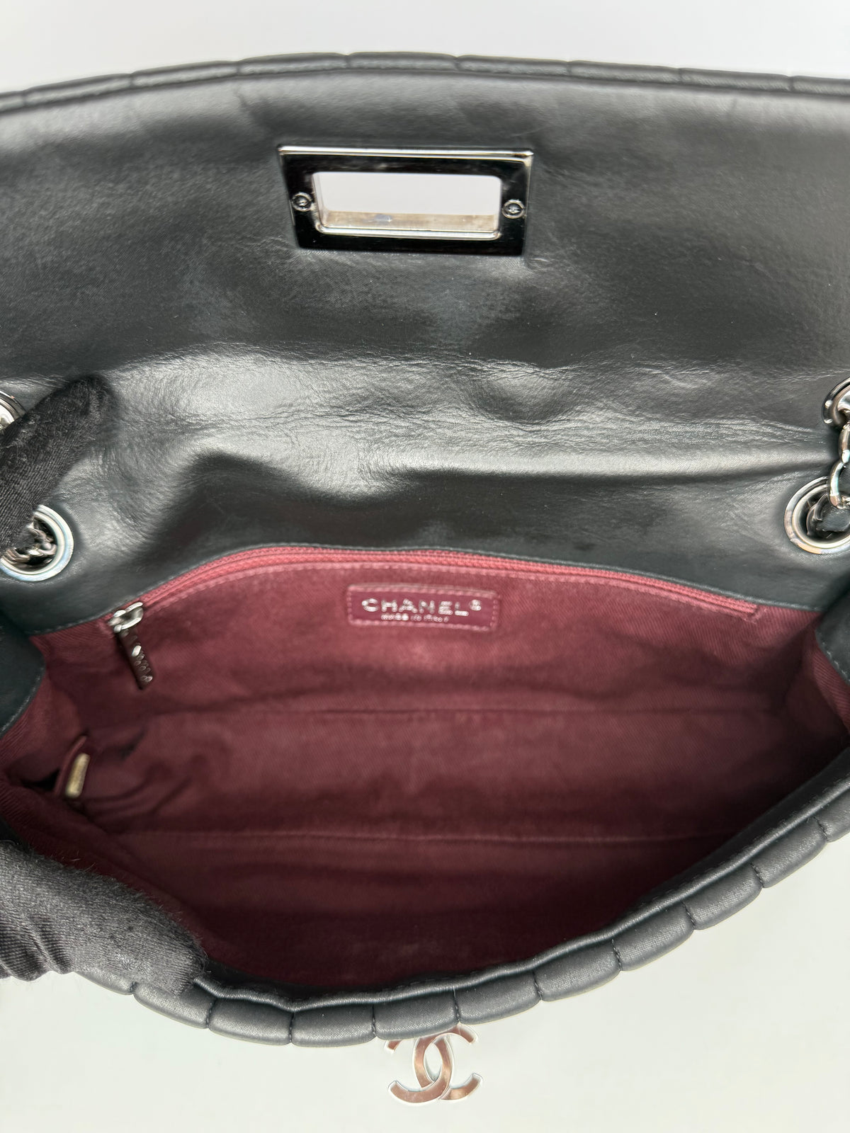 Chanel CC Lock Bubble Quilted Iridescent Calfskin East West Flap