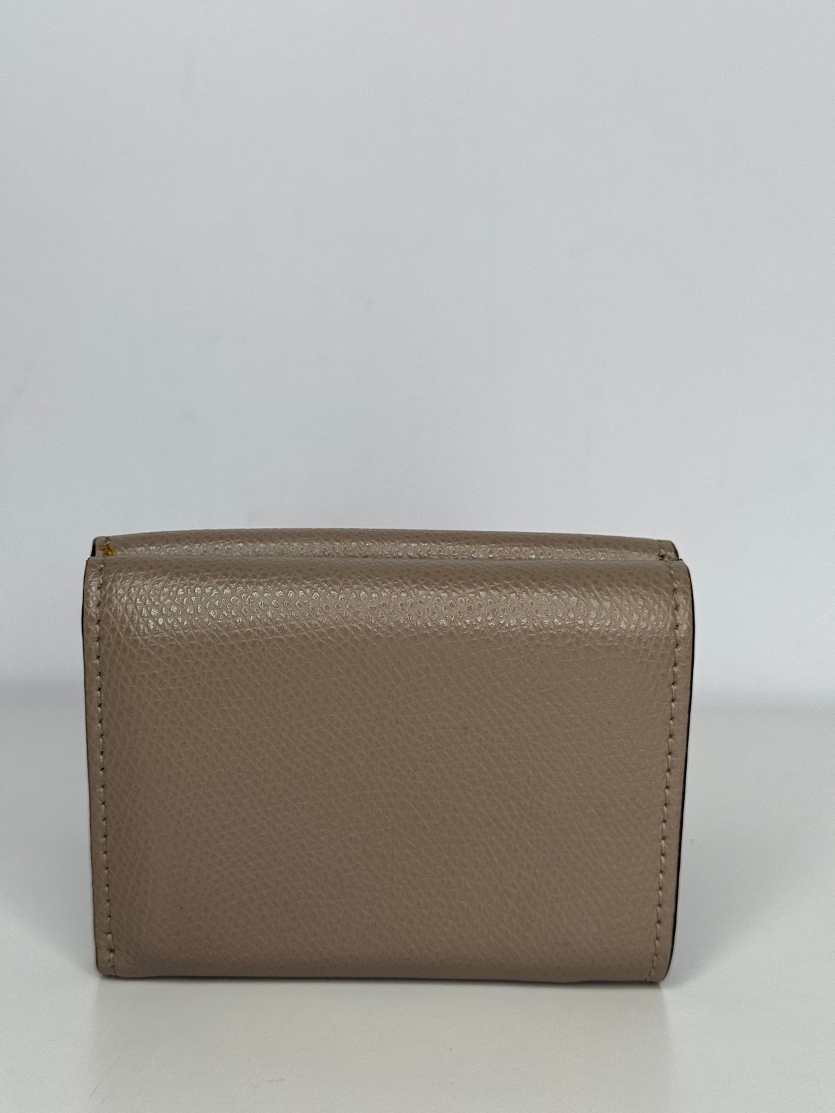 Fendi Beige Leather Micro Trifold Compact Wallet