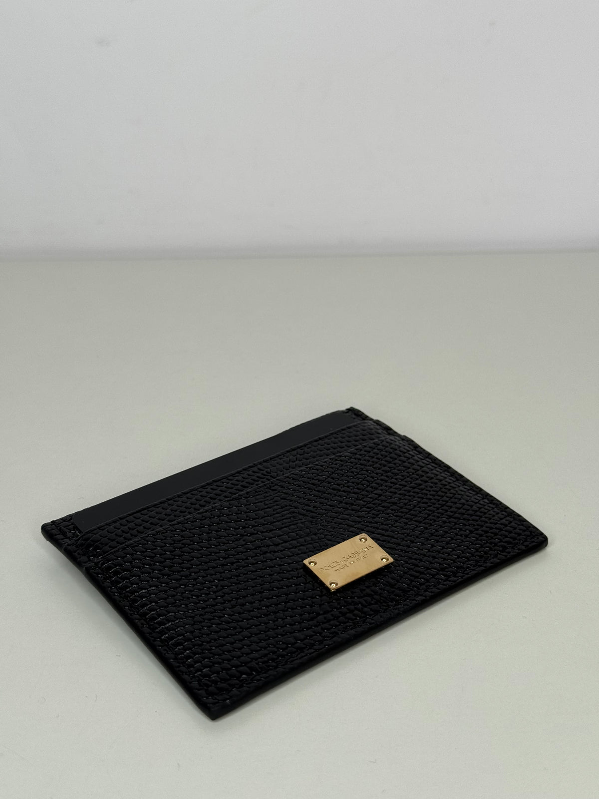 Dolce Gabbana Logo Plaque Iguana Embossed Cardholder