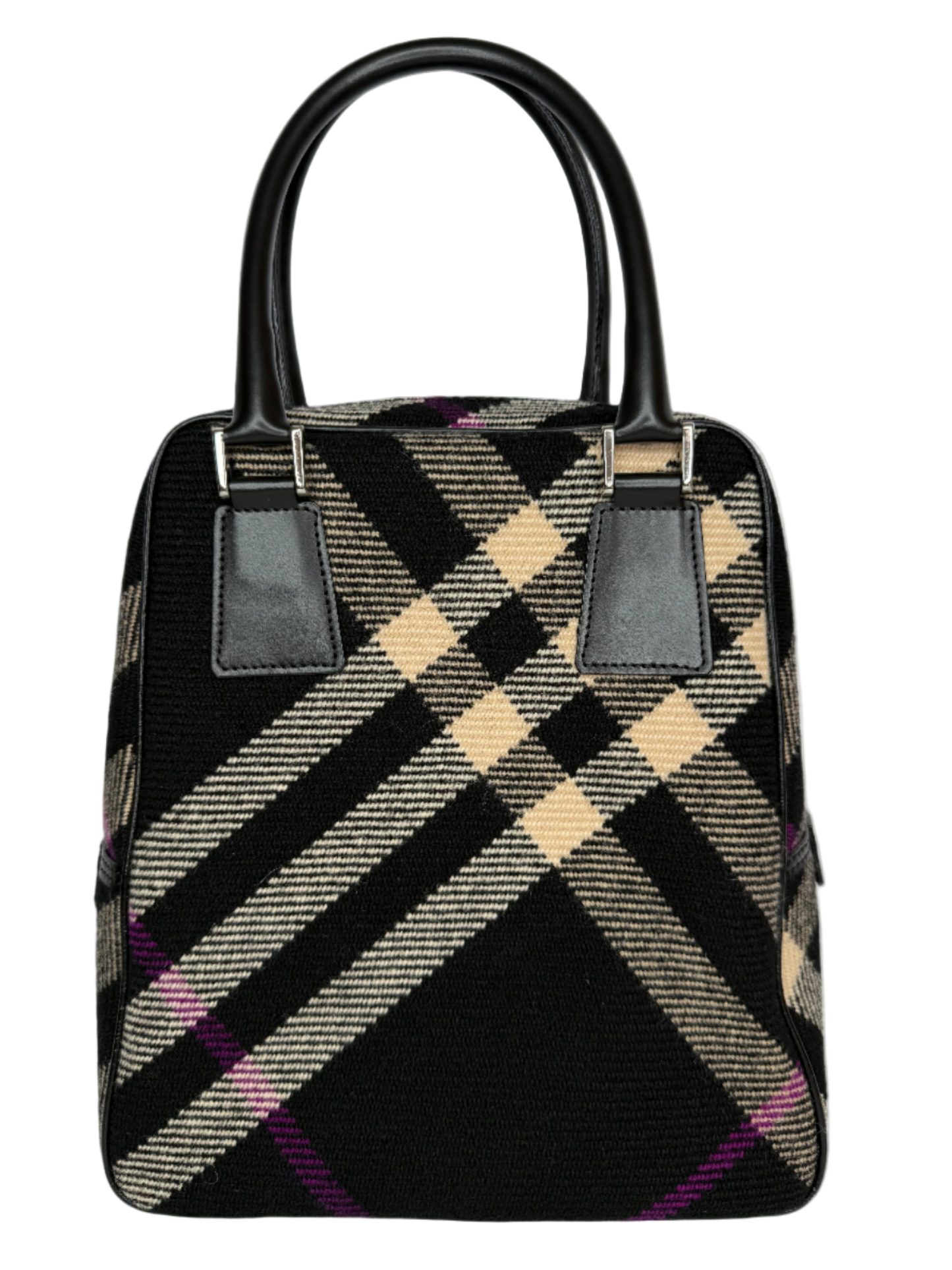 Burberry Black Plaid Wool Shoulder Bag