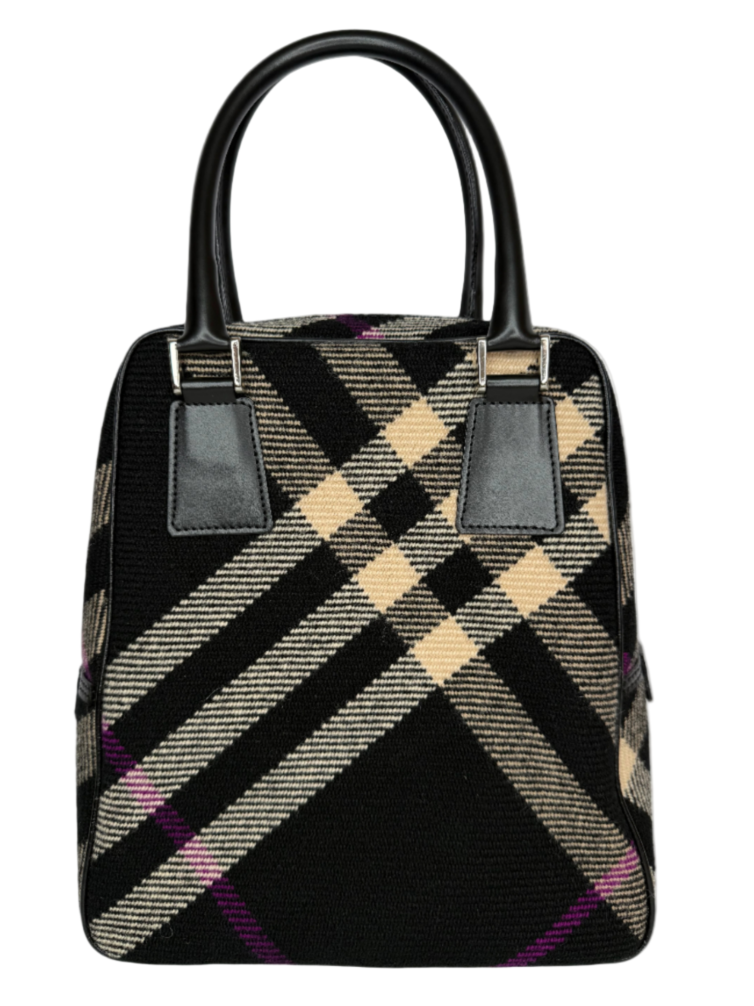 Burberry Black Plaid Wool Shoulder Bag