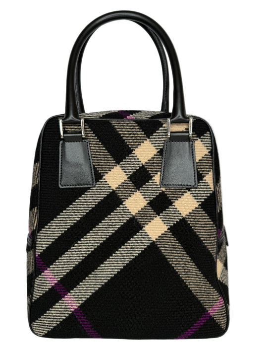 Burberry Black Plaid Wool Shoulder Bag
