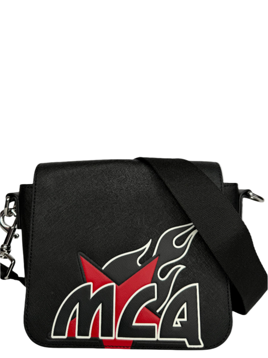 Alexander McQueen Black Leather Motel Crossbody Bag