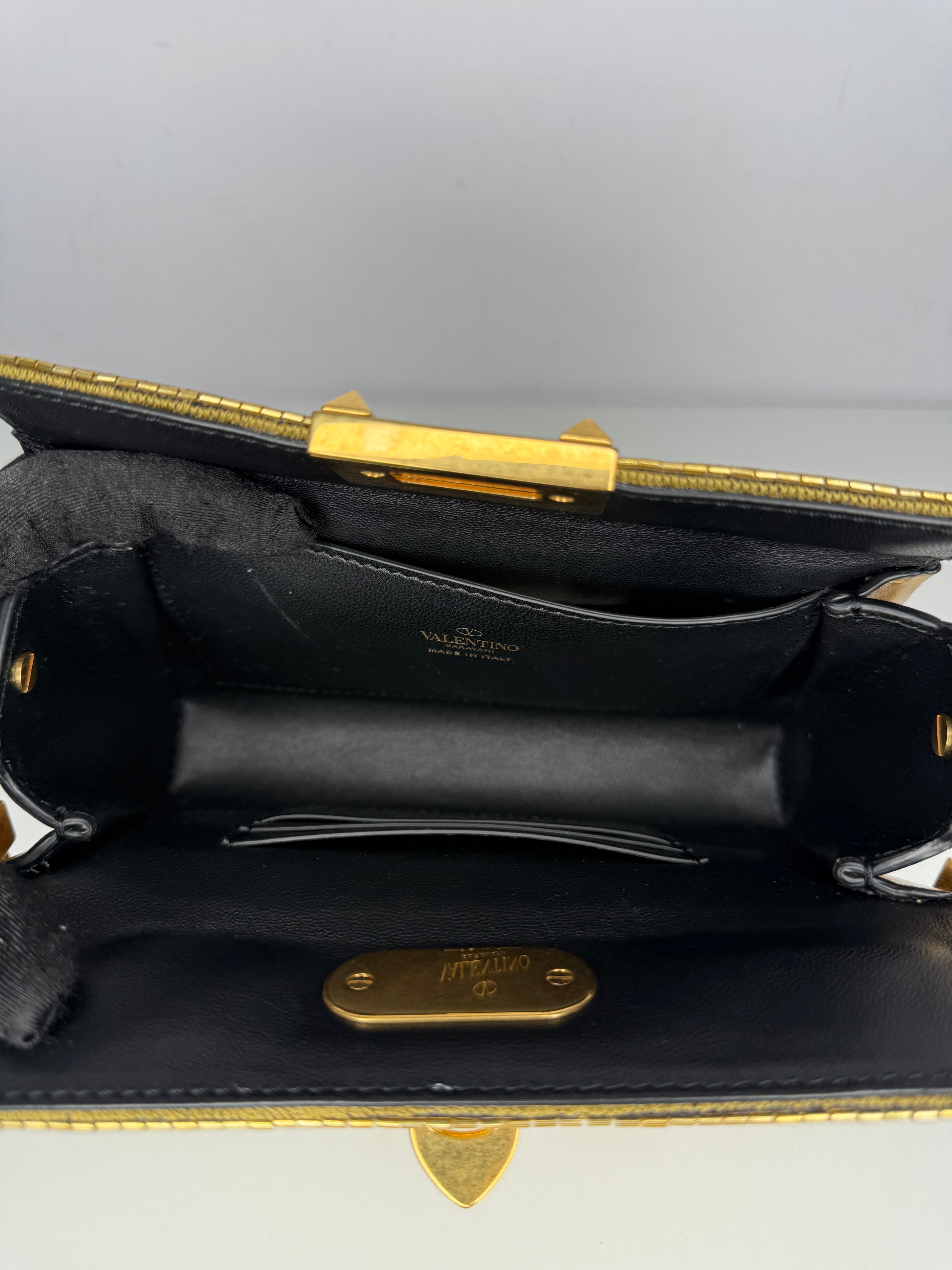 Valentino Garavani Carry Secrets Rockstud Chain Metallic Clutch