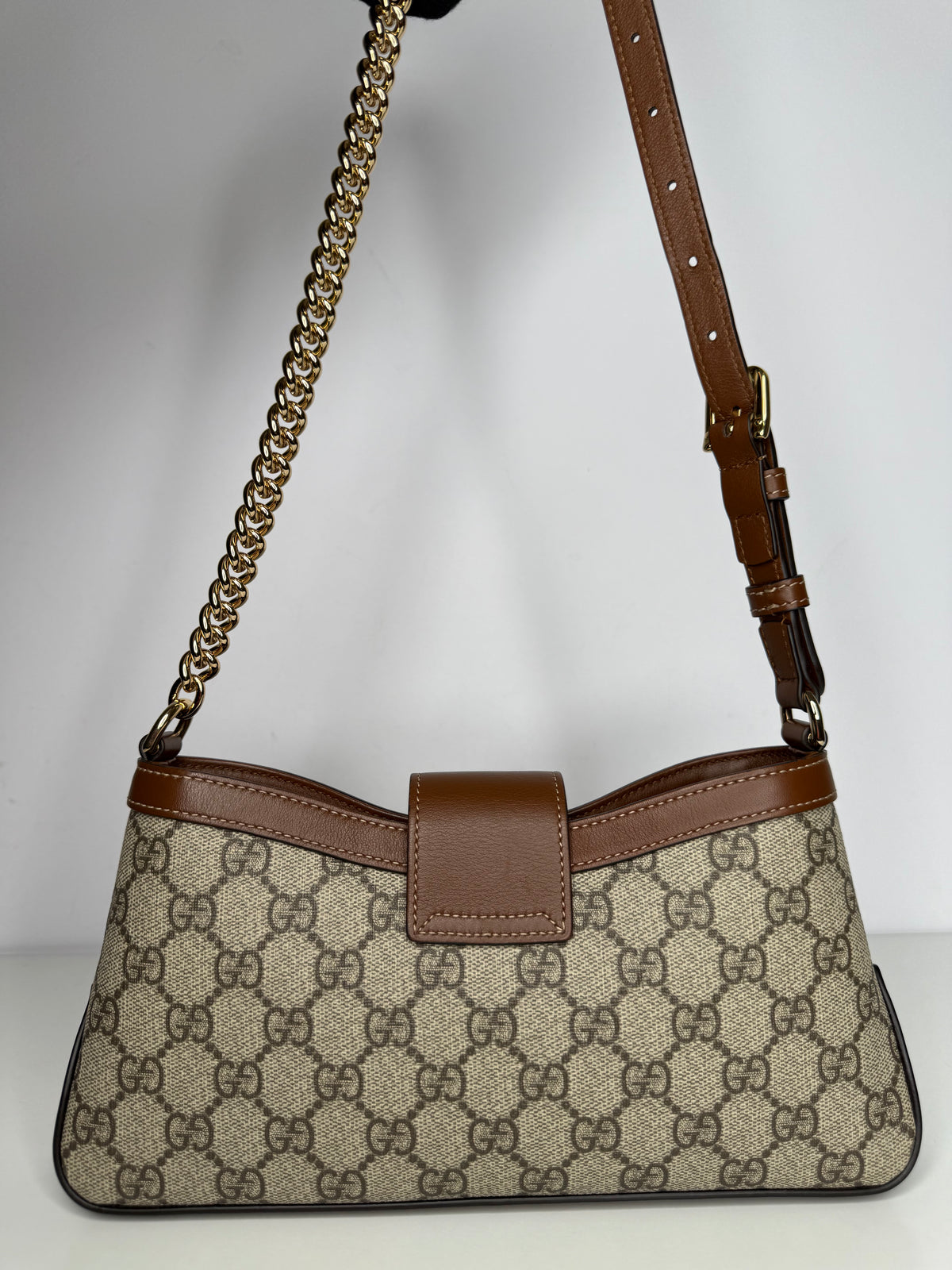 Gucci GG Supreme Beige And Ebony Padlock Small Shoulder Bag