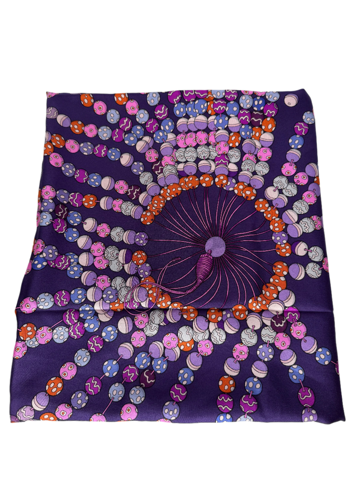Hermès Silk Scarf Carré Dancing Pearls Virgine Jamin Blue