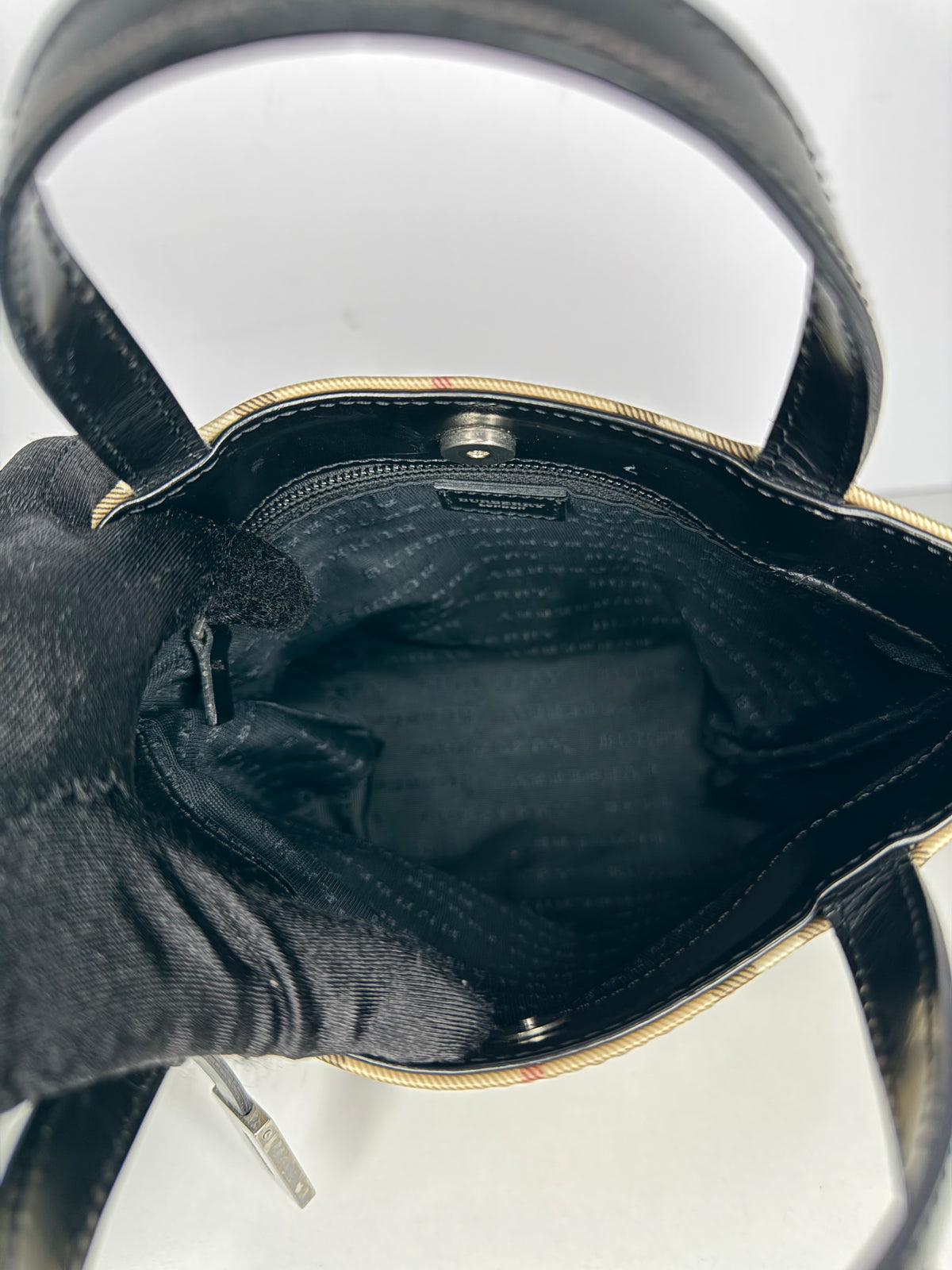 Burberry Nova Check Mini Tote Bag PVC Leather