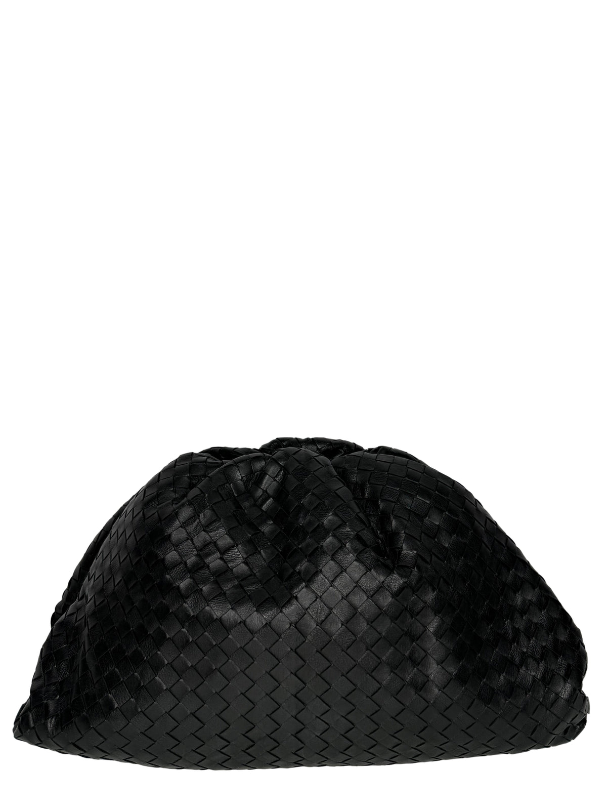 Bottega Veneta The Pouch Black Intrecciato Leather Clutch